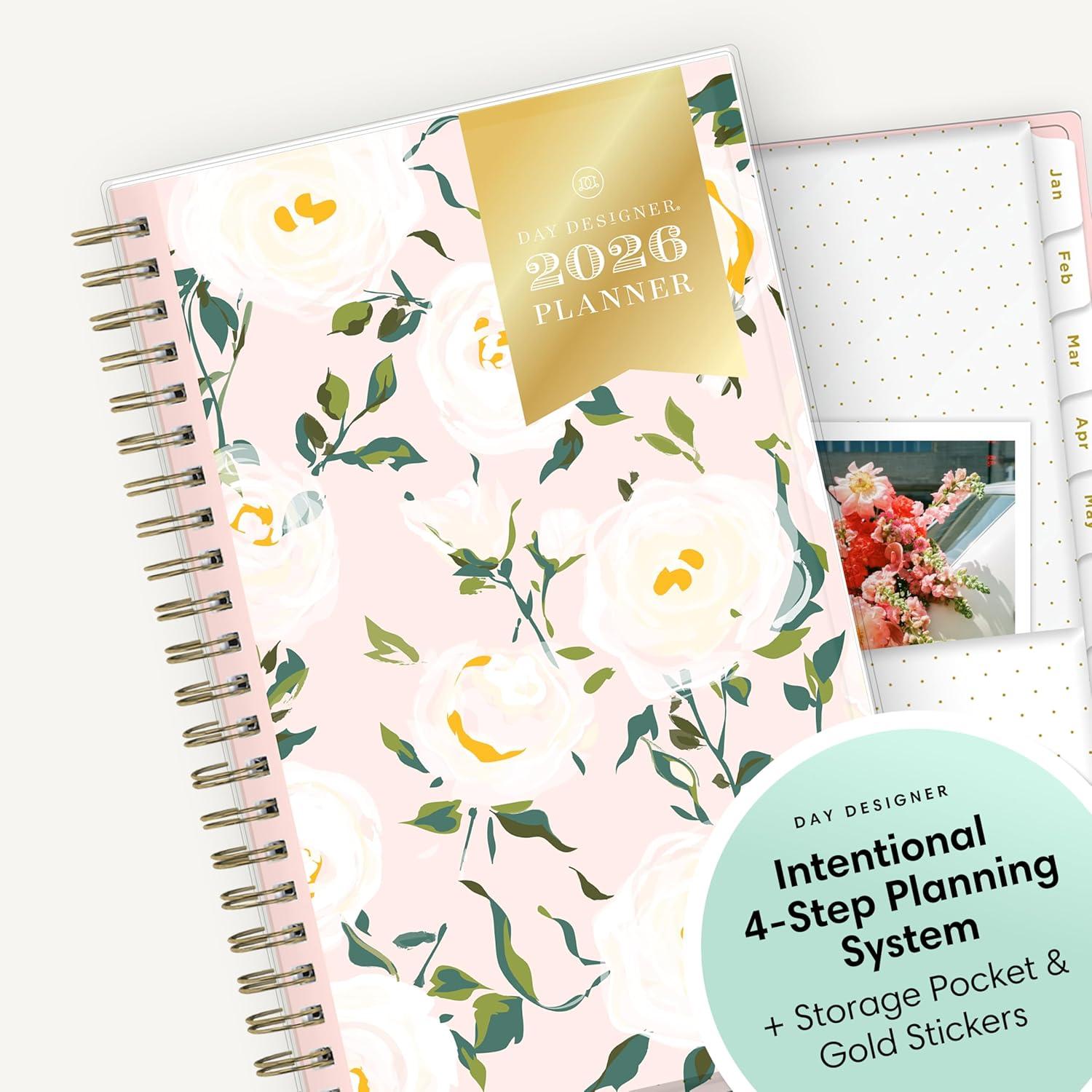imageBlue Sky Day Designer 2026 Weekly and Monthly Planner Calendar January 2026 December 2026 5quot x 8quot Clear Pocket Cover Durable Twin Wire Binding Includes Storage Pocket Stickers Coming Up RosesComing Up Roses 2026