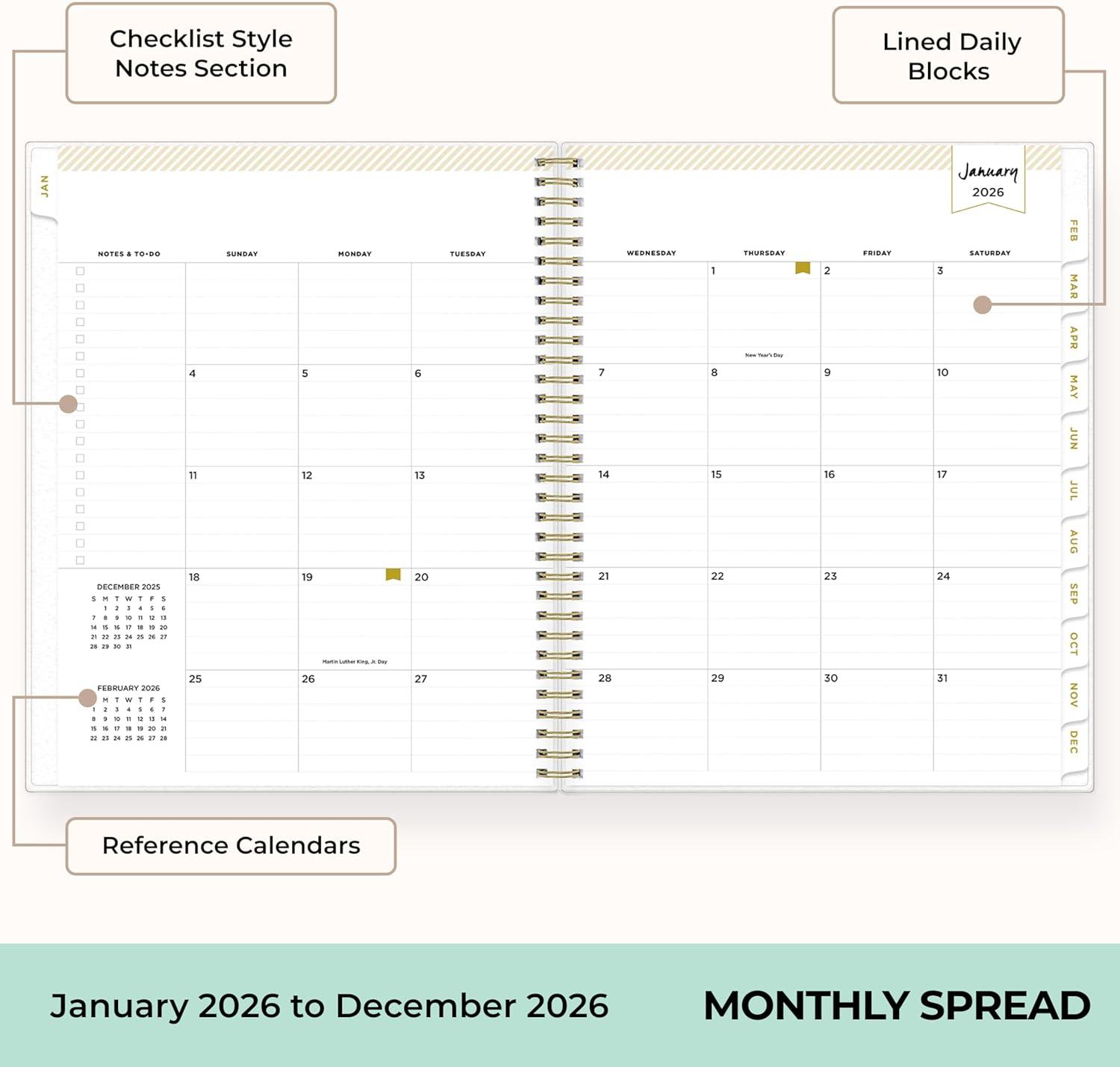 imageBlue Sky Day Designer 2026 Weekly and Monthly Planner Calendar January 2026 December 2026 5quot x 8quot Flexible Cover Durable Twin Wire Binding Includes Storage Pocket Stickers TileTile 2026