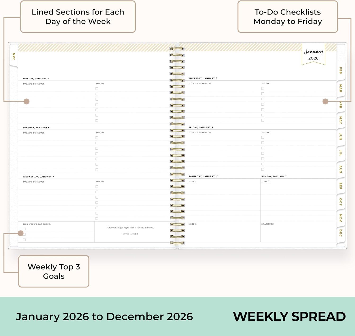 imageBlue Sky Day Designer 2026 Weekly and Monthly Planner Calendar January 2026 December 2026 5quot x 8quot Flexible Cover Durable Twin Wire Binding Includes Storage Pocket Stickers TileTile 2026