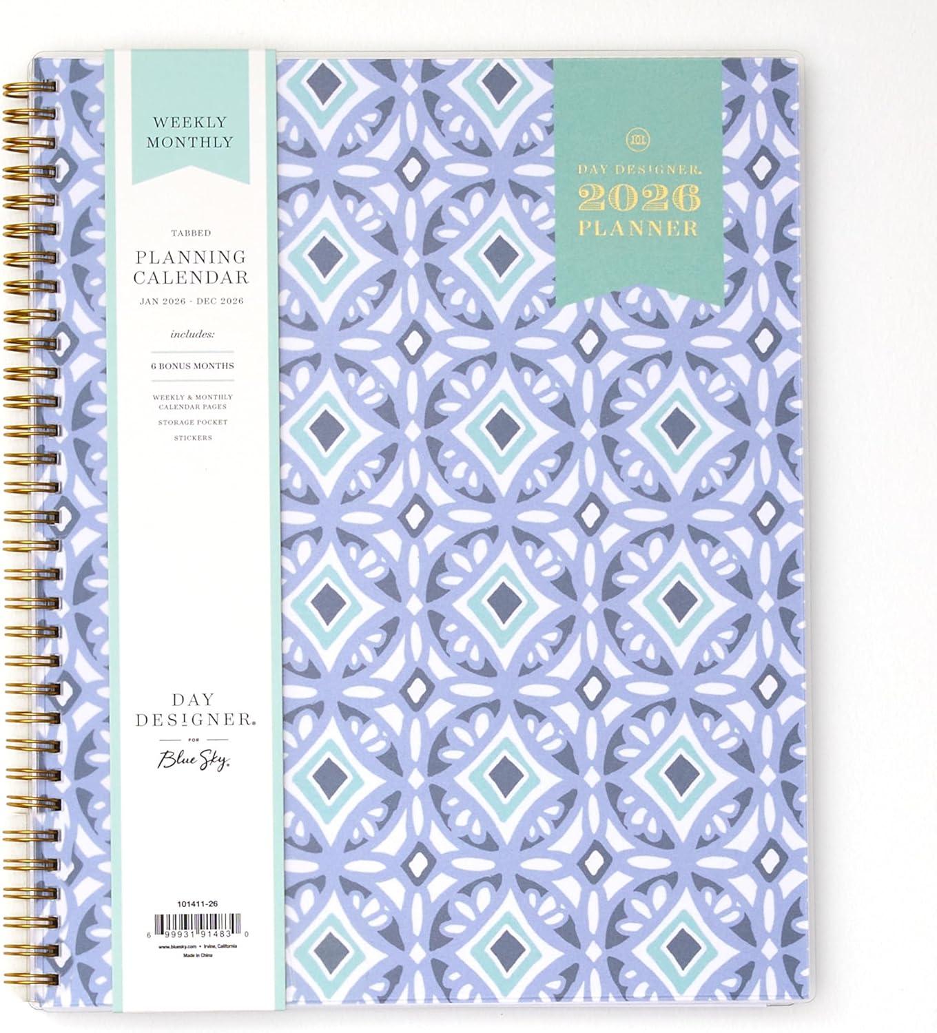imageBlue Sky Day Designer 2026 Weekly and Monthly Planner Calendar January 2026 December 2026 5quot x 8quot Flexible Cover Durable Twin Wire Binding Includes Storage Pocket Stickers TileTile 2026