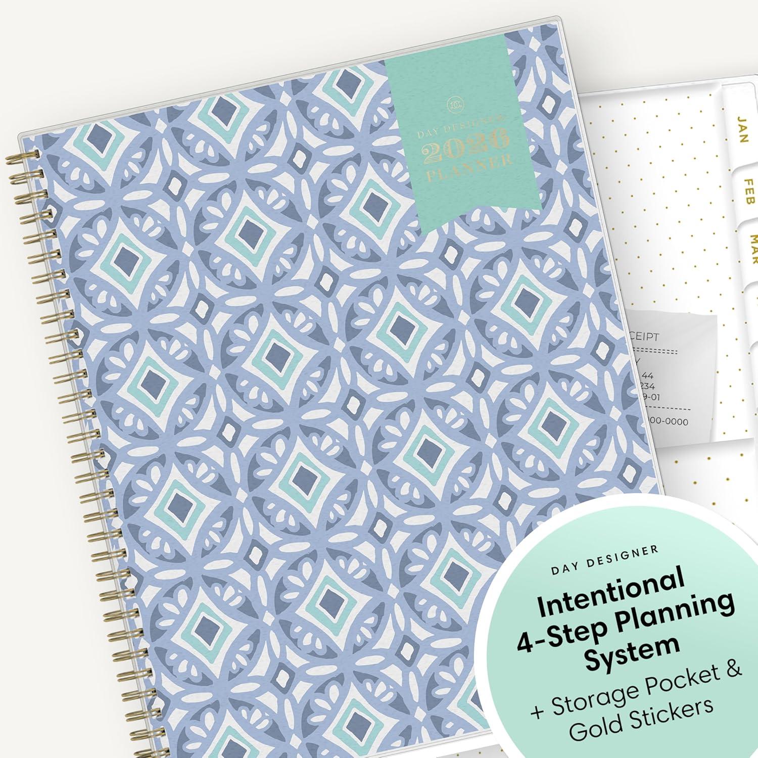 imageBlue Sky Day Designer 2026 Weekly and Monthly Planner Calendar January 2026 December 2026 5quot x 8quot Flexible Cover Durable Twin Wire Binding Includes Storage Pocket Stickers TileTile 2026