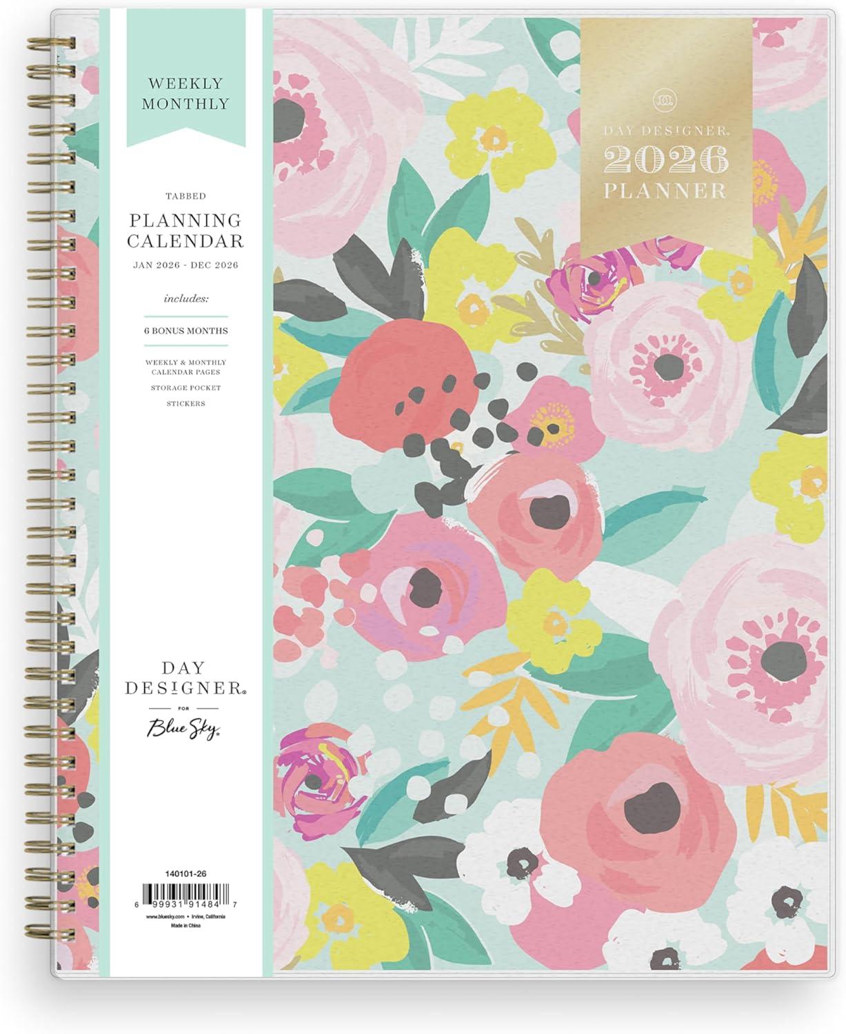imageBlue Sky Day Designer 2026 Weekly and Monthly Planner Calendar January 2026 December 2026 5quot x 8quot Flexible Cover Durable Twin Wire Binding Storage Pocket Includes Stickers Secret Garden MintSecret Garden Mint 2026