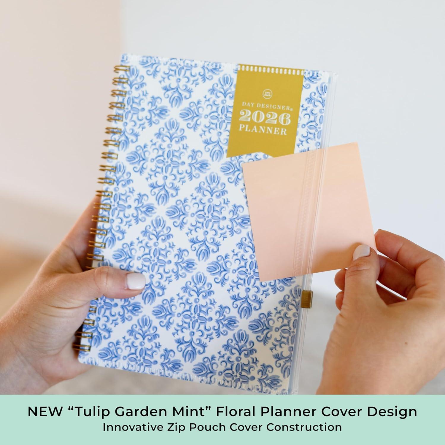 imageBlue Sky Day Designer 2026 Weekly and Monthly Planner Calendar January 2026 December 2026 5quot x 8quot Flexible Cover With Zip Pouch Durable Twin Wire Binding Storage Pocket Includes Stickers Serenity Tile BlueSerenity Tile Blue 2026