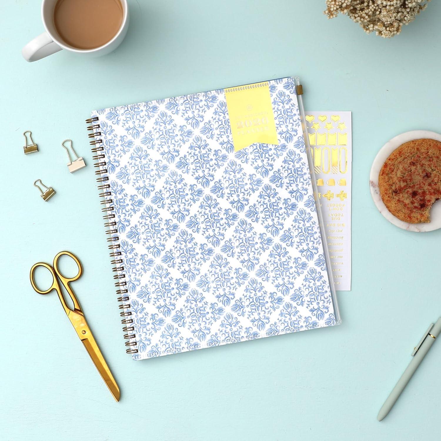 imageBlue Sky Day Designer 2026 Weekly and Monthly Planner Calendar January 2026 December 2026 5quot x 8quot Flexible Cover With Zip Pouch Durable Twin Wire Binding Storage Pocket Includes Stickers Serenity Tile BlueSerenity Tile Blue 2026