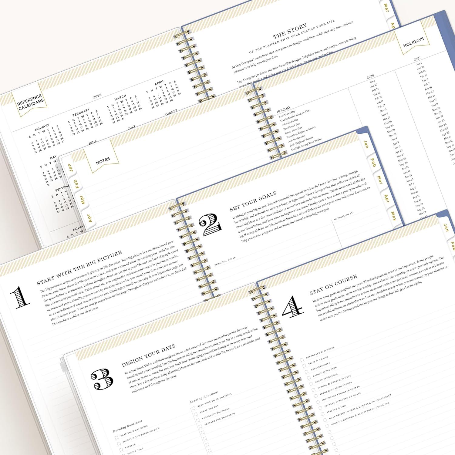 imageBlue Sky Day Designer 2026 Weekly and Monthly Planner Calendar January 2026 December 2026 5quot x 8quot Flexible Cover With Zip Pouch Durable Twin Wire Binding Storage Pocket Includes Stickers Serenity Tile BlueSerenity Tile Blue 2026