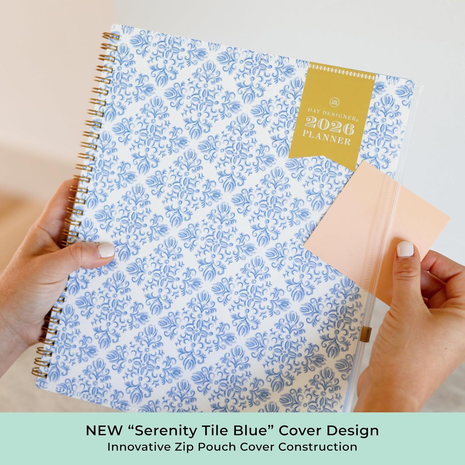 imageBlue Sky Day Designer 2026 Weekly and Monthly Planner Calendar January 2026 December 2026 5quot x 8quot Flexible Cover With Zip Pouch Durable Twin Wire Binding Storage Pocket Includes Stickers Serenity Tile BlueSerenity Tile Blue 2026