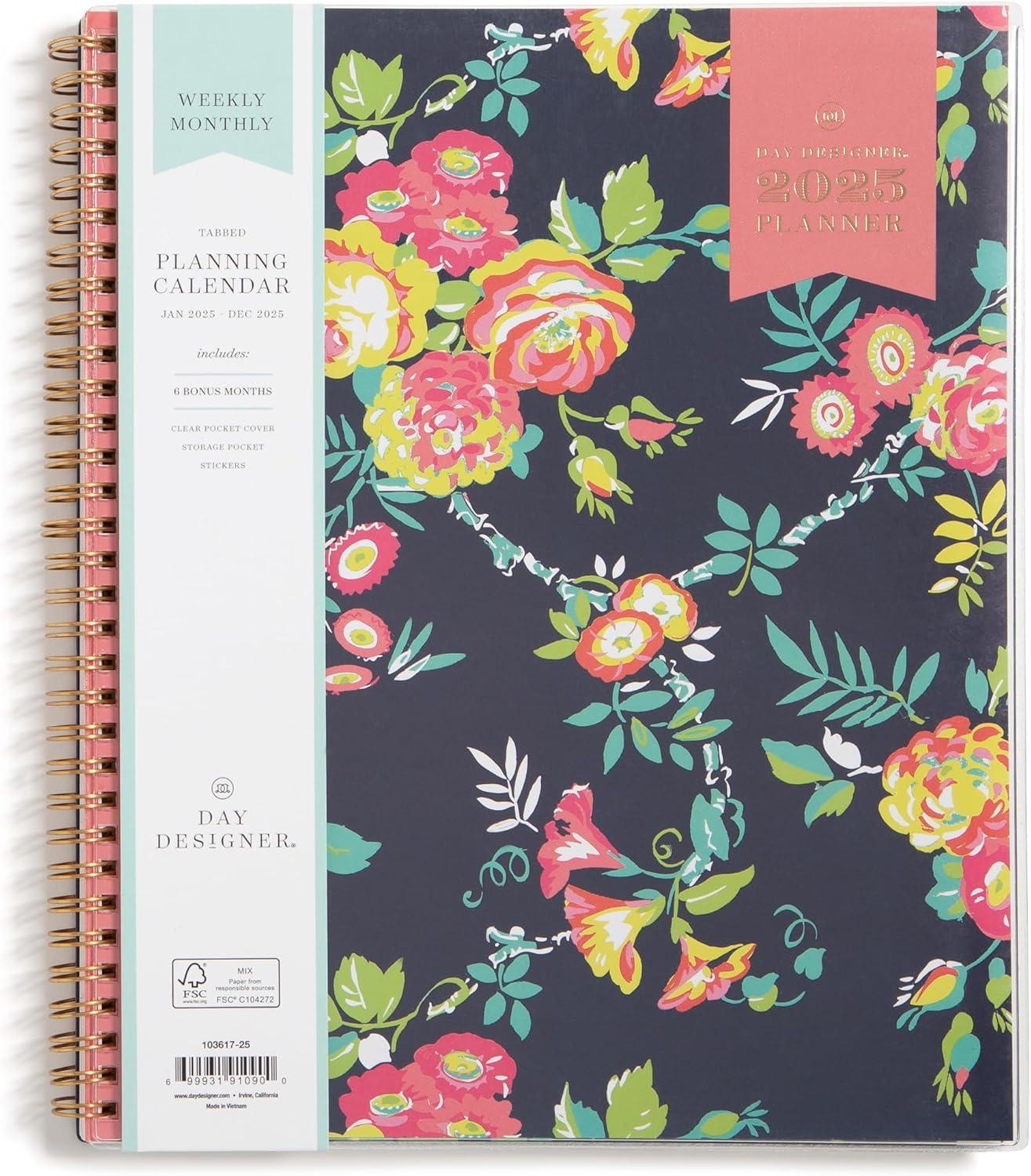 imageBlue Sky Day Designer 2026 Weekly and Monthly Planner Calendar January 2026 December 2026 85quot x 11quot Clear Pocket Cover Durable Twin Wire Binding Includes Storage Pocket Stickers Peyton NavyPeyton Navy 2025