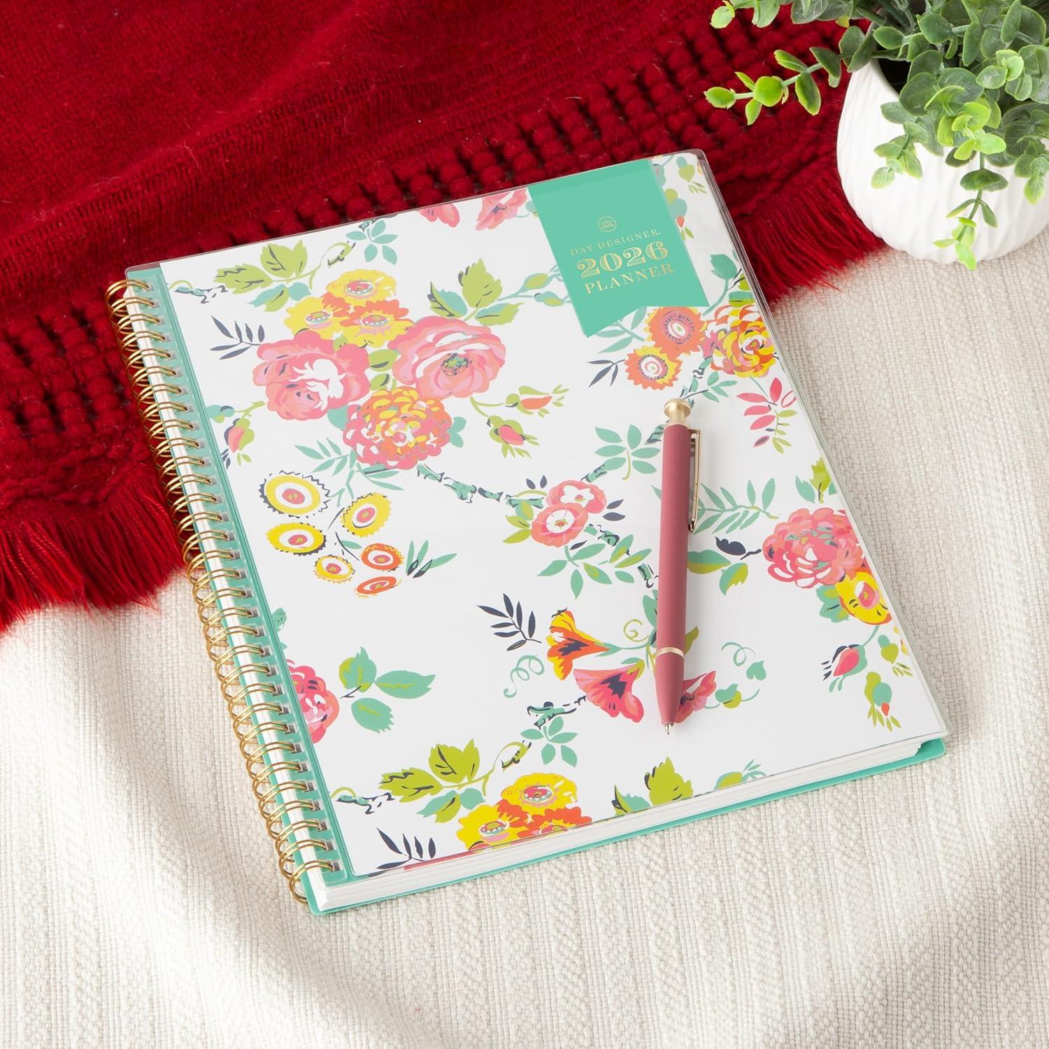 imageBlue Sky Day Designer 2026 Weekly and Monthly Planner Calendar January 2026 December 2026 85quot x 11quot Clear Pocket Cover Durable Twin Wire Binding Includes Storage Pocket Stickers Peyton WhitePeyton White 2026