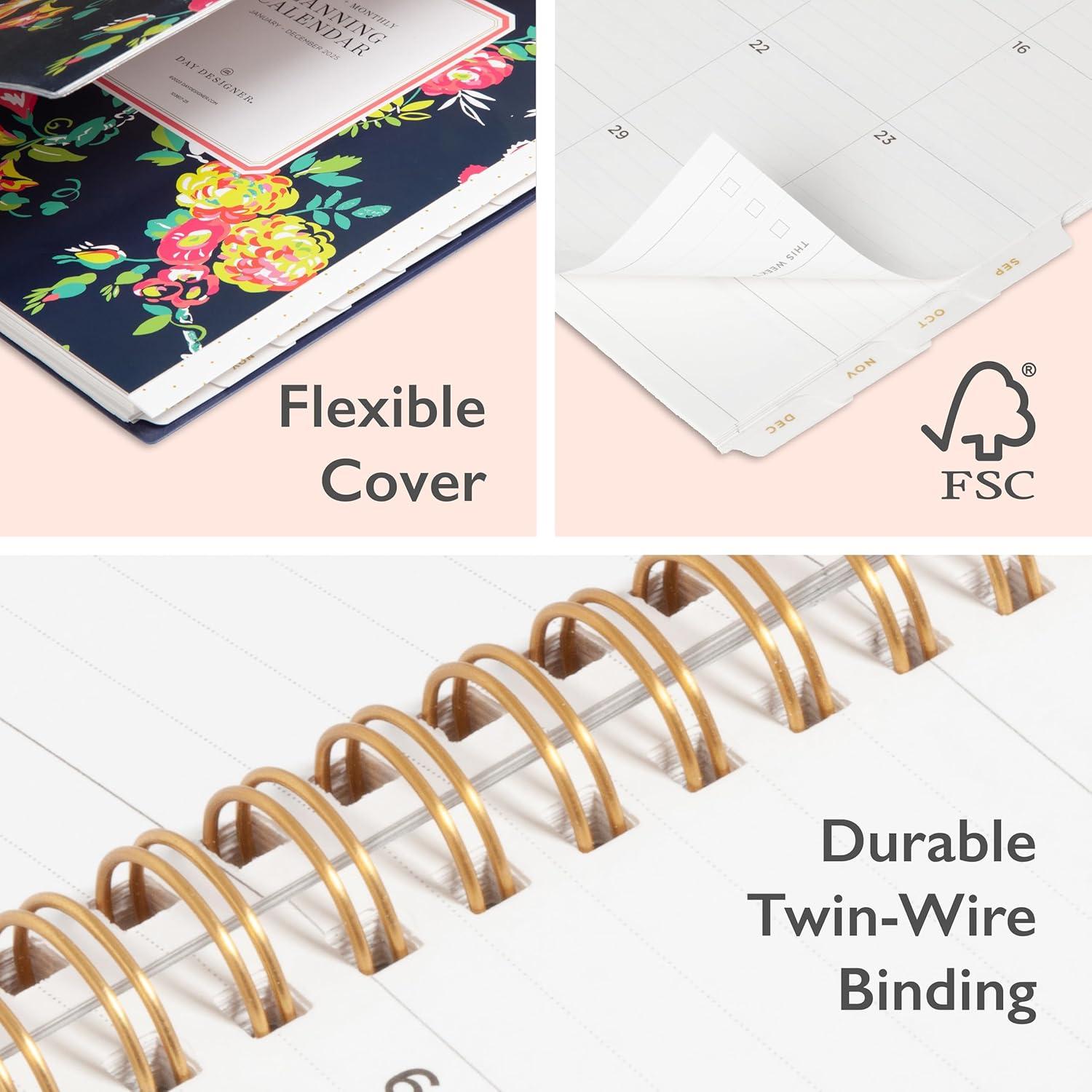 imageBlue Sky Day Designer 2026 Weekly and Monthly Planner Calendar January 2026 December 2026 85quot x 11quot Clear Pocket Cover Durable Twin Wire Binding Includes Storage Pocket Stickers Peyton NavyPeyton Navy 2025