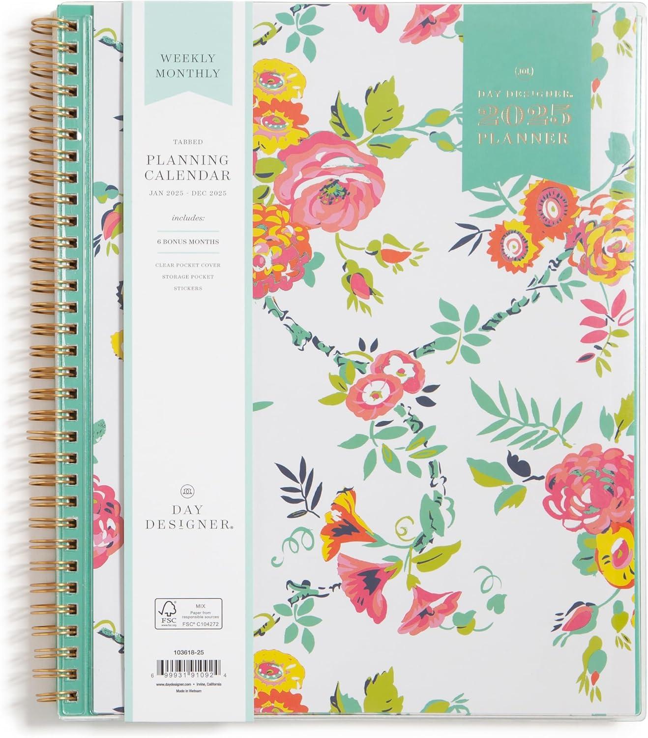 imageBlue Sky Day Designer 2026 Weekly and Monthly Planner Calendar January 2026 December 2026 85quot x 11quot Clear Pocket Cover Durable Twin Wire Binding Includes Storage Pocket Stickers Peyton WhitePeyton White 2025