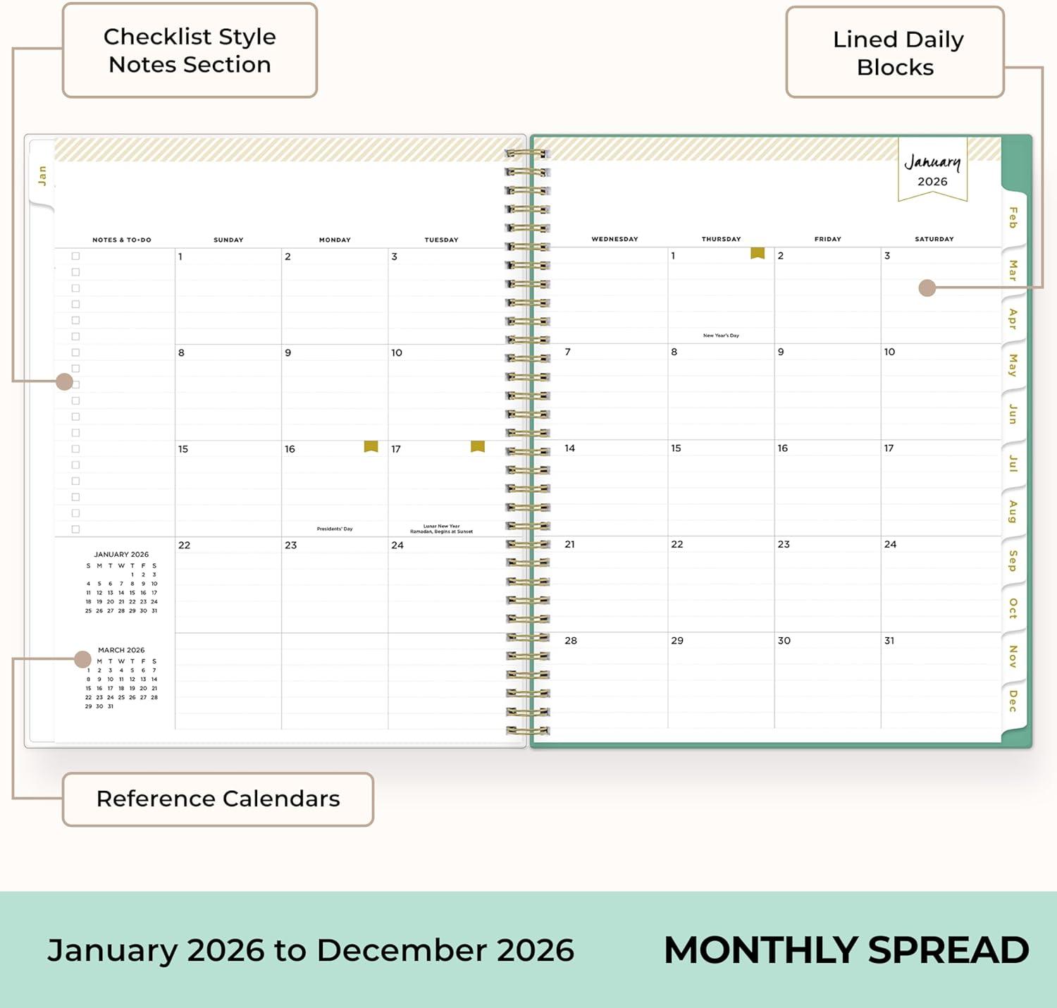 imageBlue Sky Day Designer 2026 Weekly and Monthly Planner Calendar January 2026 December 2026 85quot x 11quot Clear Pocket Cover Durable Twin Wire Binding Includes Storage Pocket Stickers Peyton WhitePeyton White 2026