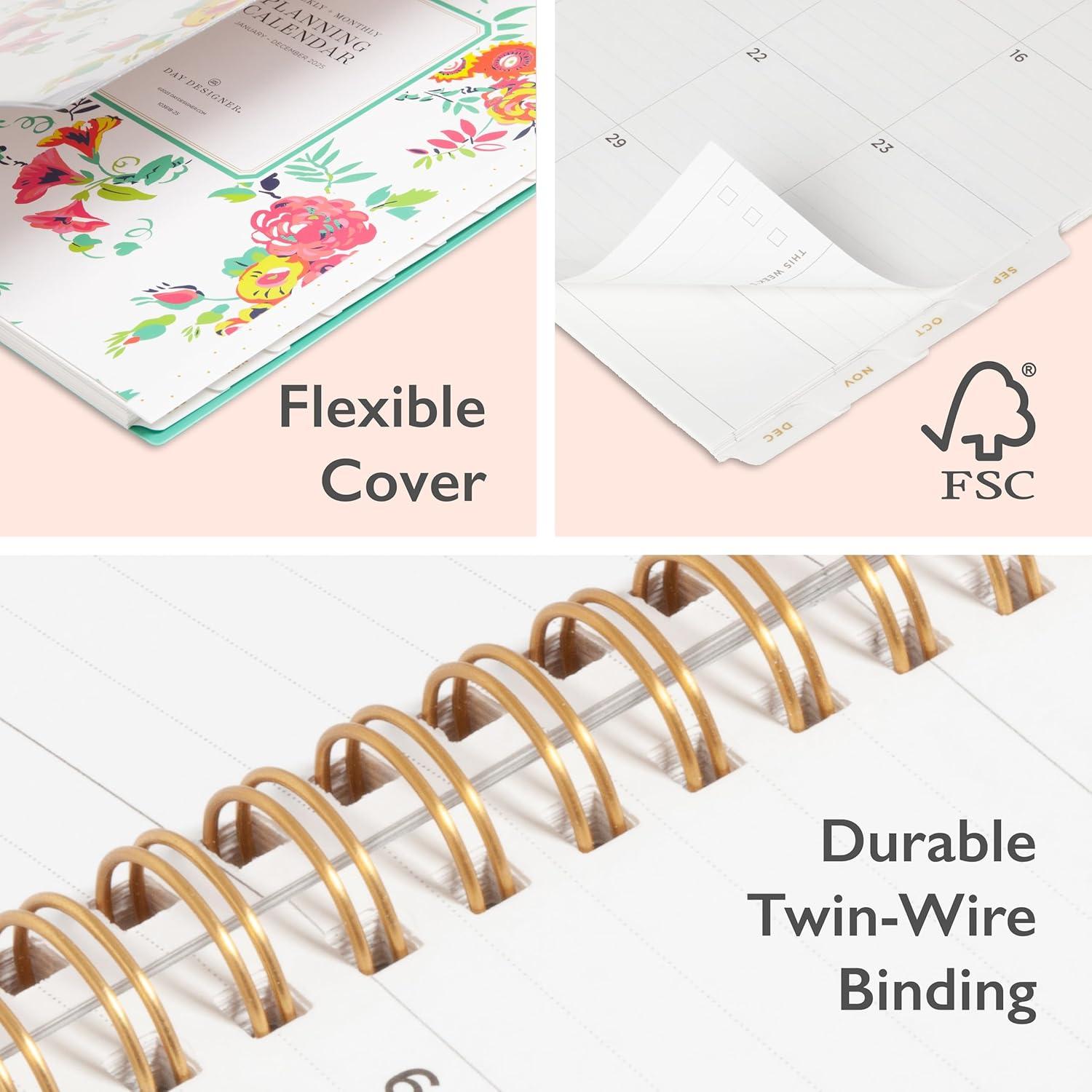 imageBlue Sky Day Designer 2026 Weekly and Monthly Planner Calendar January 2026 December 2026 85quot x 11quot Clear Pocket Cover Durable Twin Wire Binding Includes Storage Pocket Stickers Peyton WhitePeyton White 2025