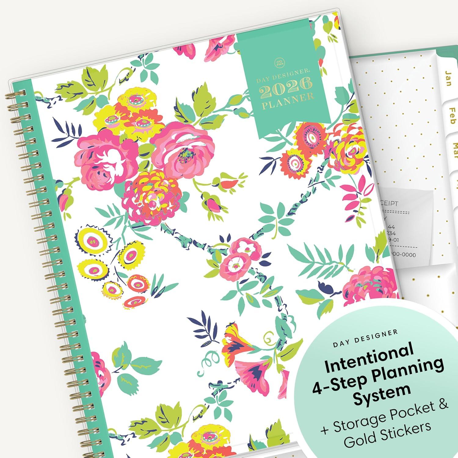 imageBlue Sky Day Designer 2026 Weekly and Monthly Planner Calendar January 2026 December 2026 85quot x 11quot Clear Pocket Cover Durable Twin Wire Binding Includes Storage Pocket Stickers Peyton WhitePeyton White 2026