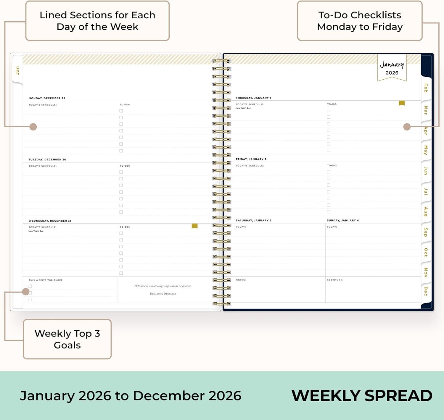 imageBlue Sky Day Designer 2026 Weekly and Monthly Planner Calendar January 2026 December 2026 85quot x 11quot Clear Pocket Cover Durable Twin Wire Binding Includes Storage Pocket Stickers Peyton NavyPeyton Navy 2026