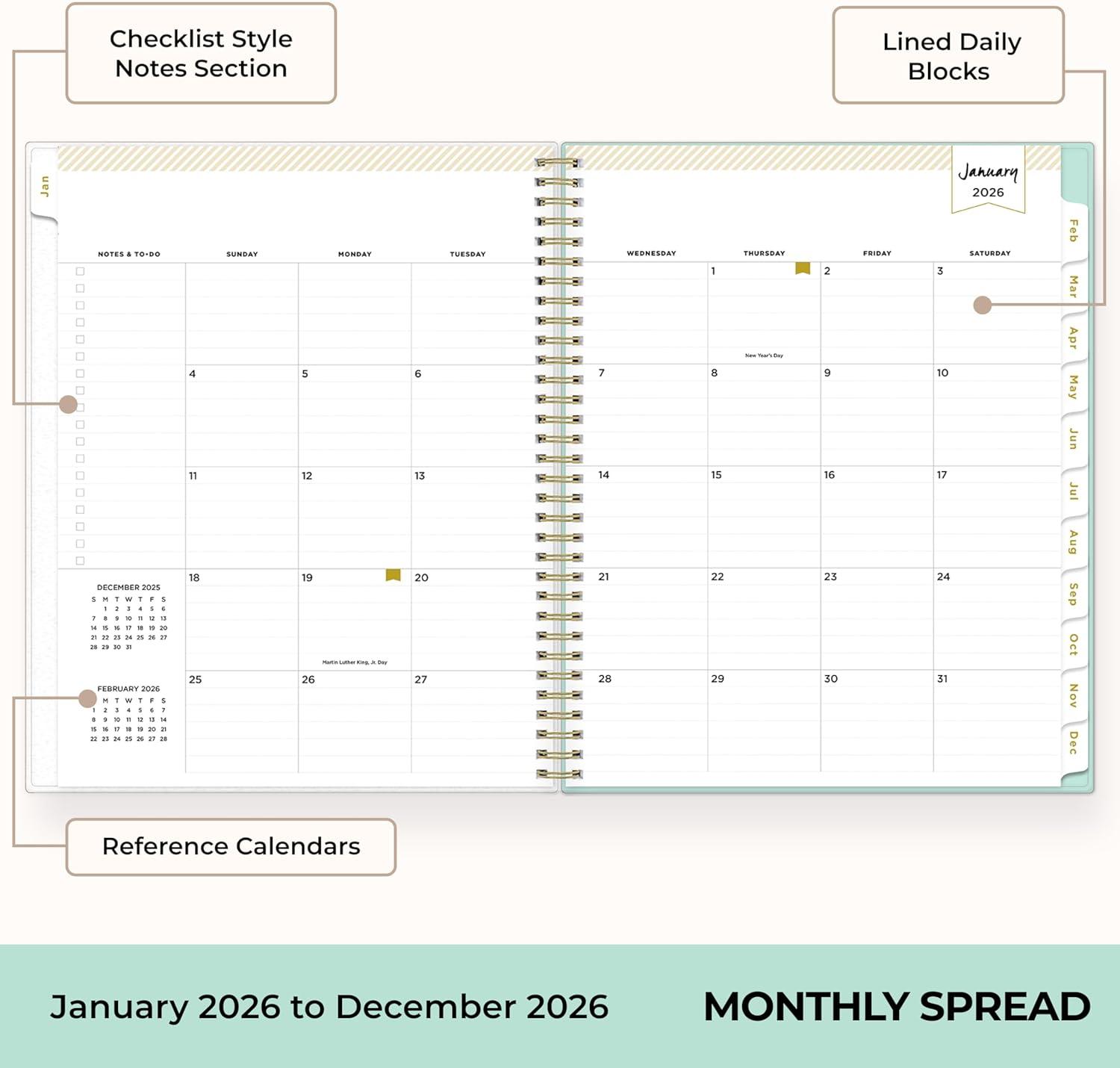 imageBlue Sky Day Designer 2026 Weekly and Monthly Planner Calendar January 2026 December 2026 85quot x 11quot Flexible Cover Durable Twin Wire Binding Storage Pocket Stickers Secret Garden MintSecret Garden Mint 2026