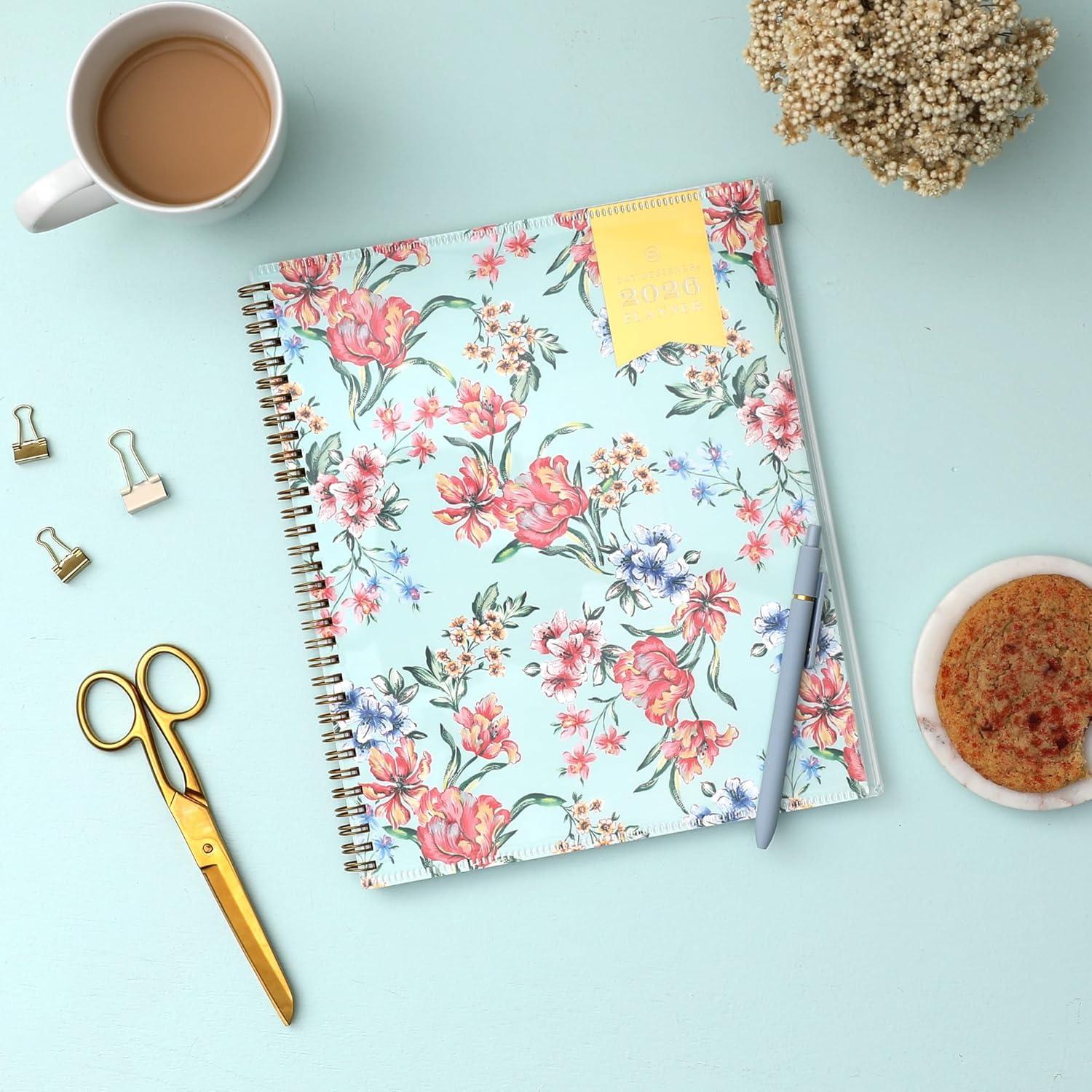 imageBlue Sky Day Designer 2026 Weekly and Monthly Planner Calendar January 2026 December 2026 85quot x 11quot Flexible Cover With Zip Pouch Durable Twin Wire Binding Storage Pocket Includes Stickers Tulip Garden MintTulip Garden Mint 2026