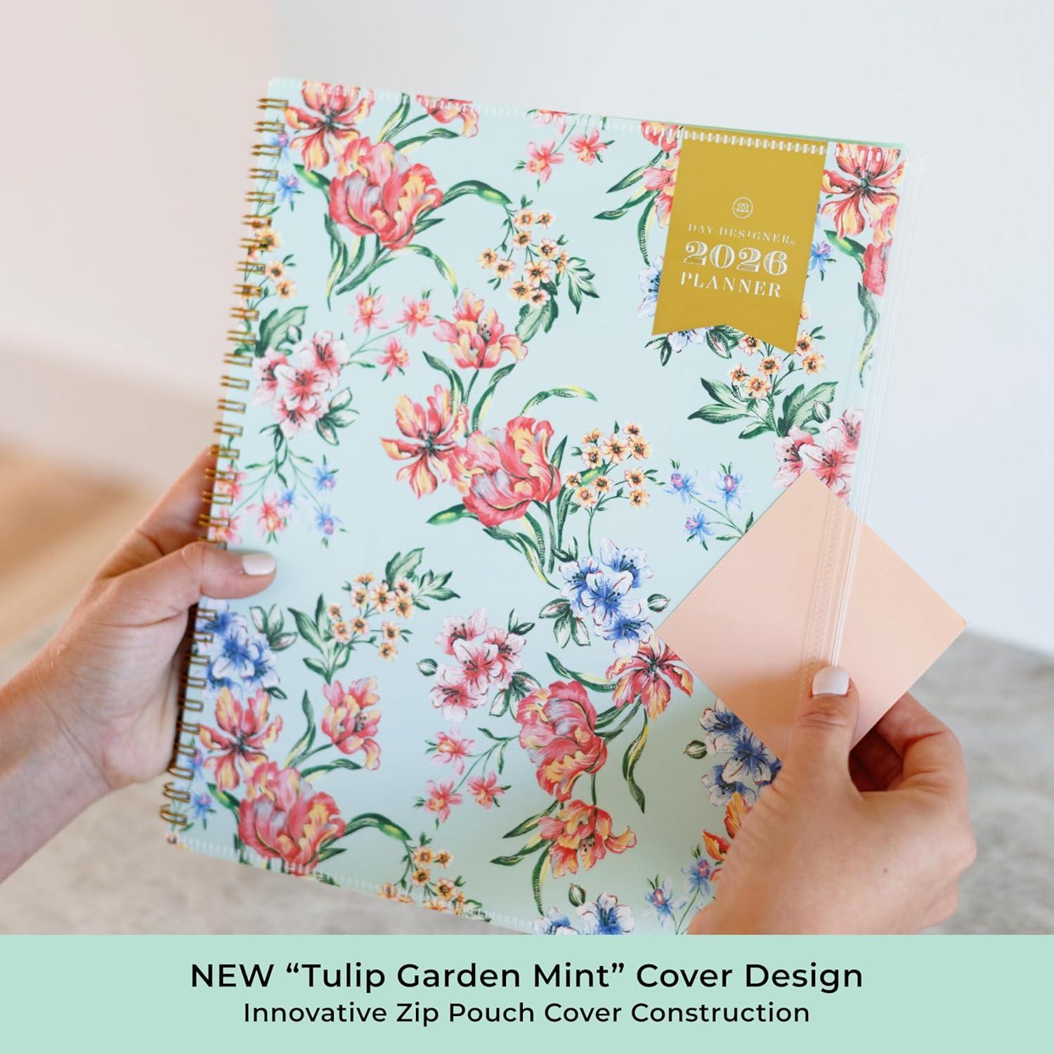 imageBlue Sky Day Designer 2026 Weekly and Monthly Planner Calendar January 2026 December 2026 85quot x 11quot Flexible Cover With Zip Pouch Durable Twin Wire Binding Storage Pocket Includes Stickers Tulip Garden MintTulip Garden Mint 2026