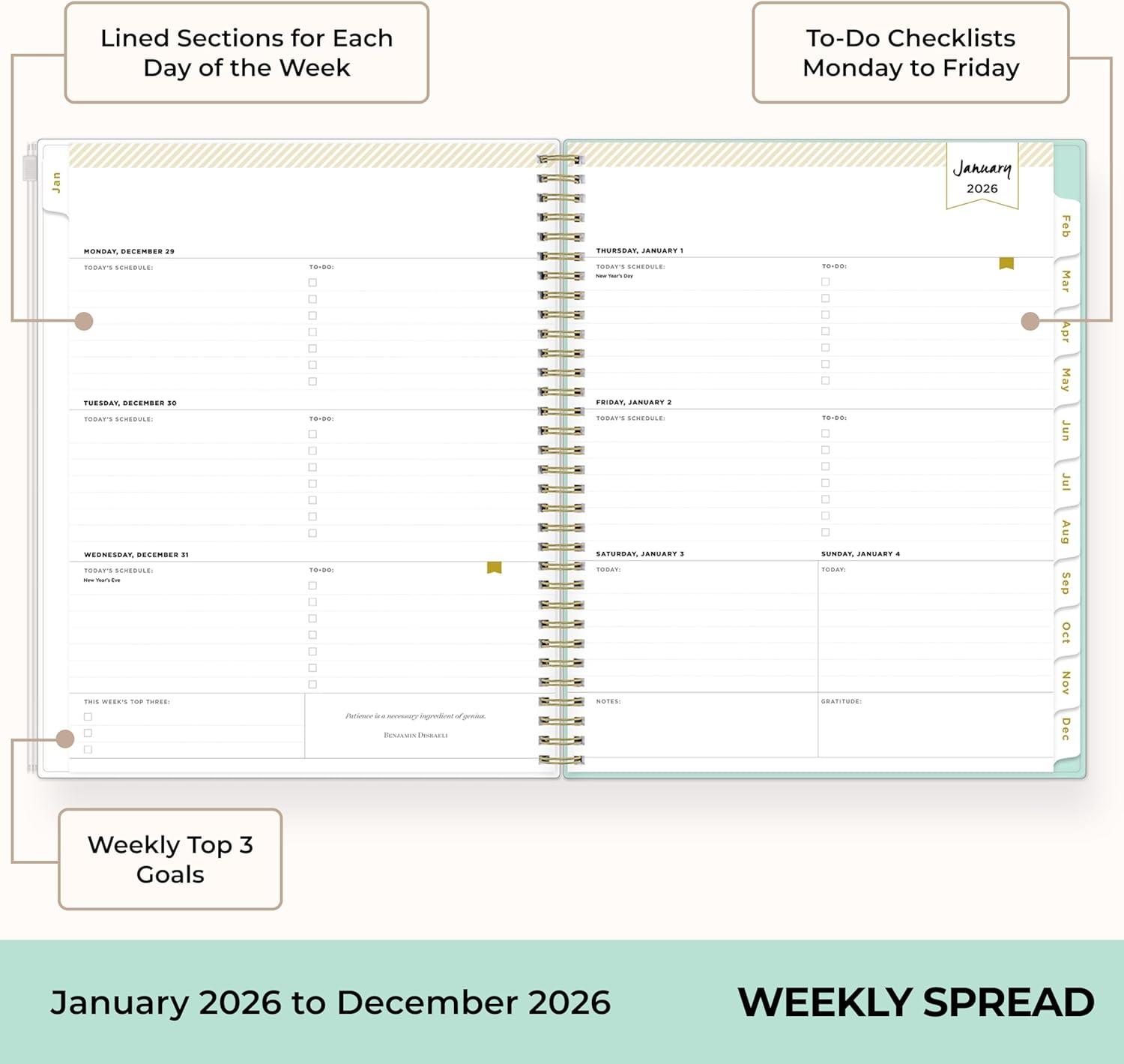 imageBlue Sky Day Designer 2026 Weekly and Monthly Planner Calendar January 2026 December 2026 85quot x 11quot Flexible Cover With Zip Pouch Durable Twin Wire Binding Storage Pocket Includes Stickers Tulip Garden MintTulip Garden Mint 2026