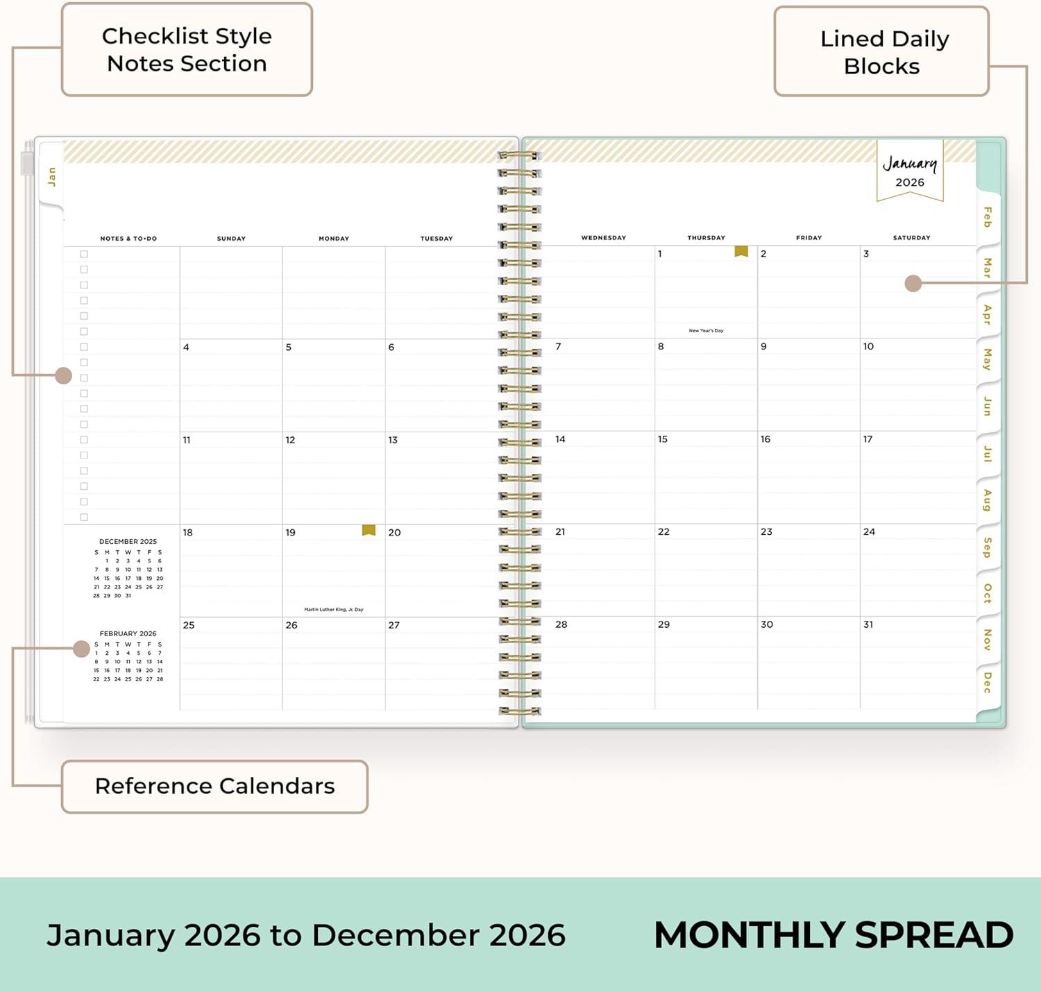 imageBlue Sky Day Designer 2026 Weekly and Monthly Planner Calendar January 2026 December 2026 85quot x 11quot Flexible Cover With Zip Pouch Durable Twin Wire Binding Storage Pocket Includes Stickers Tulip Garden MintTulip Garden Mint 2026