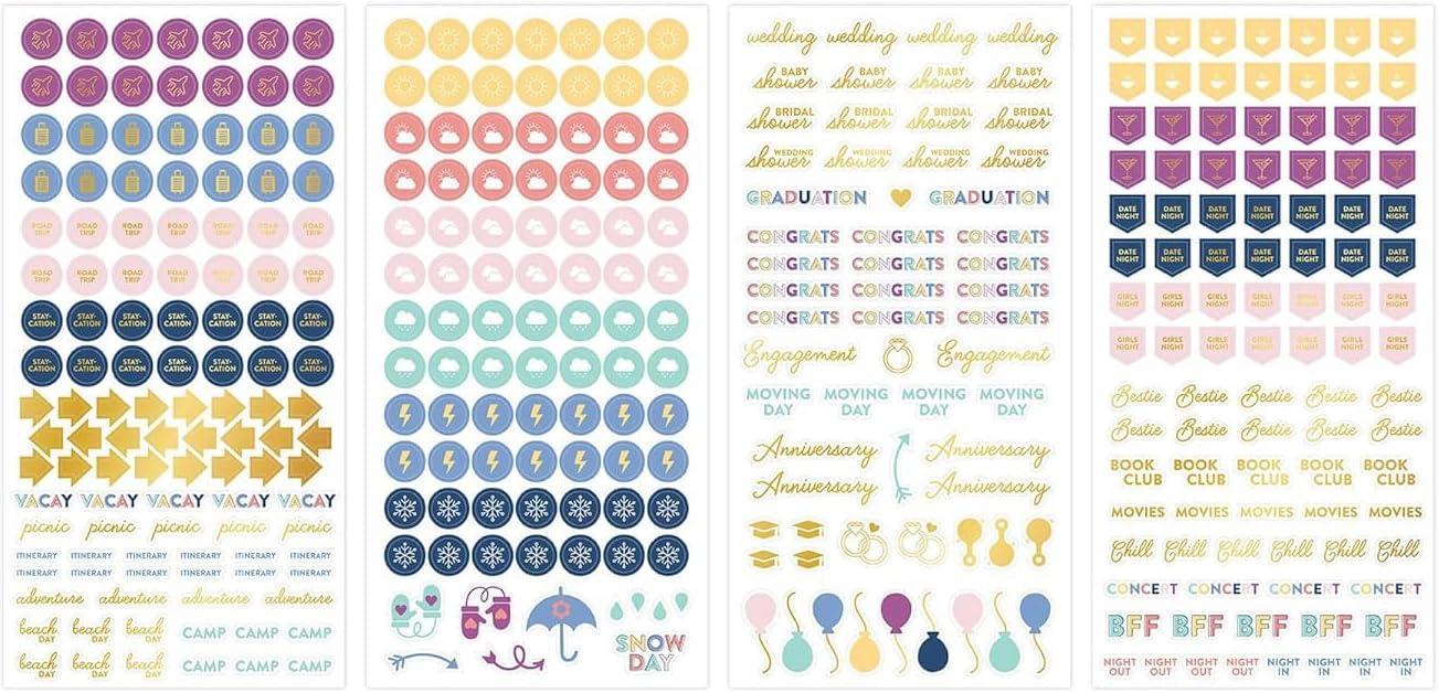 imageBlue Sky Every Day ampamp Every Occasion 2200 Sticker Pack Planner and Calendar Pack 449 x 906 Full Color and Gold Foil 24 Sheets