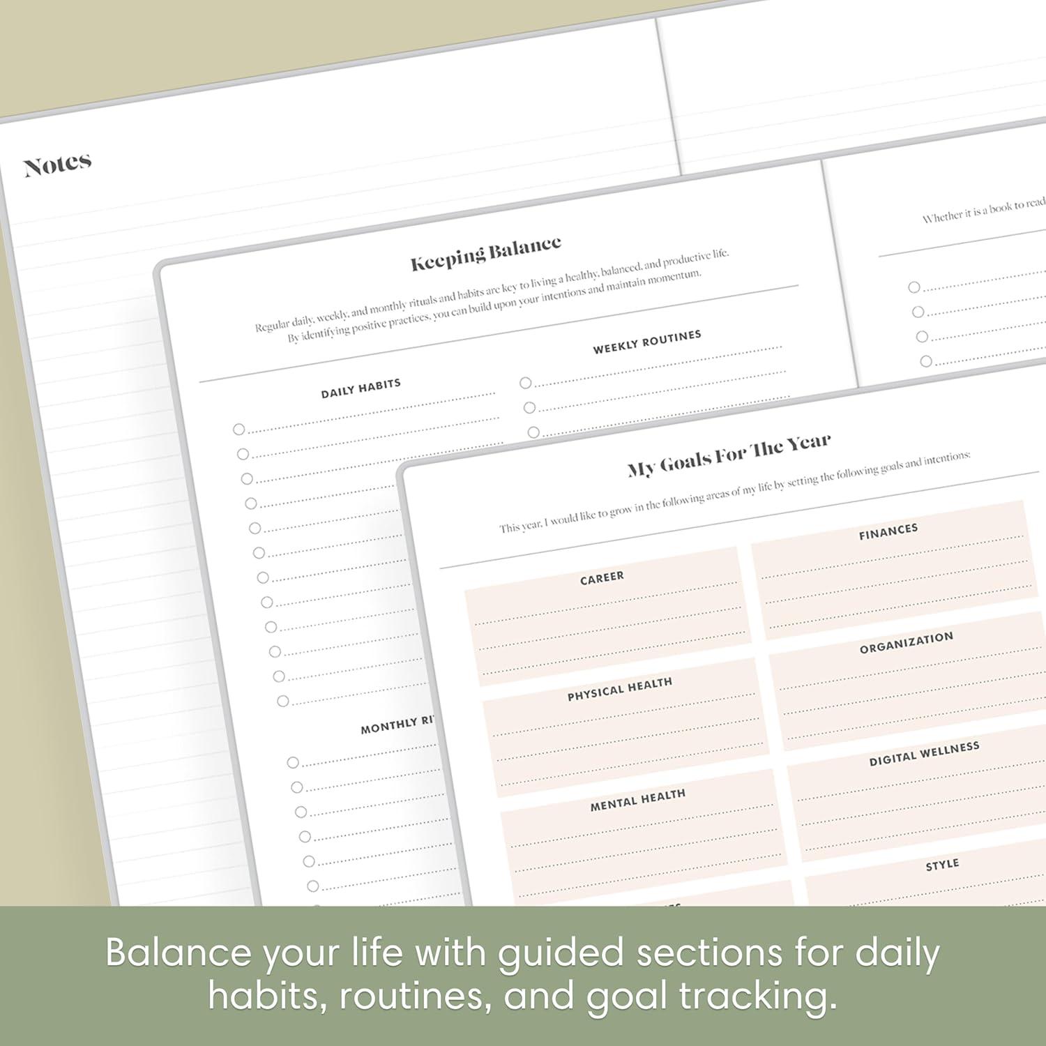 imageBlue Sky Everygirl NonDated Planner Weekly ampamp Monthly Layout Bookbound Flexible Cover Goal Setting and Time Management Organizer Gray 8quot x 10quotDesert Rose