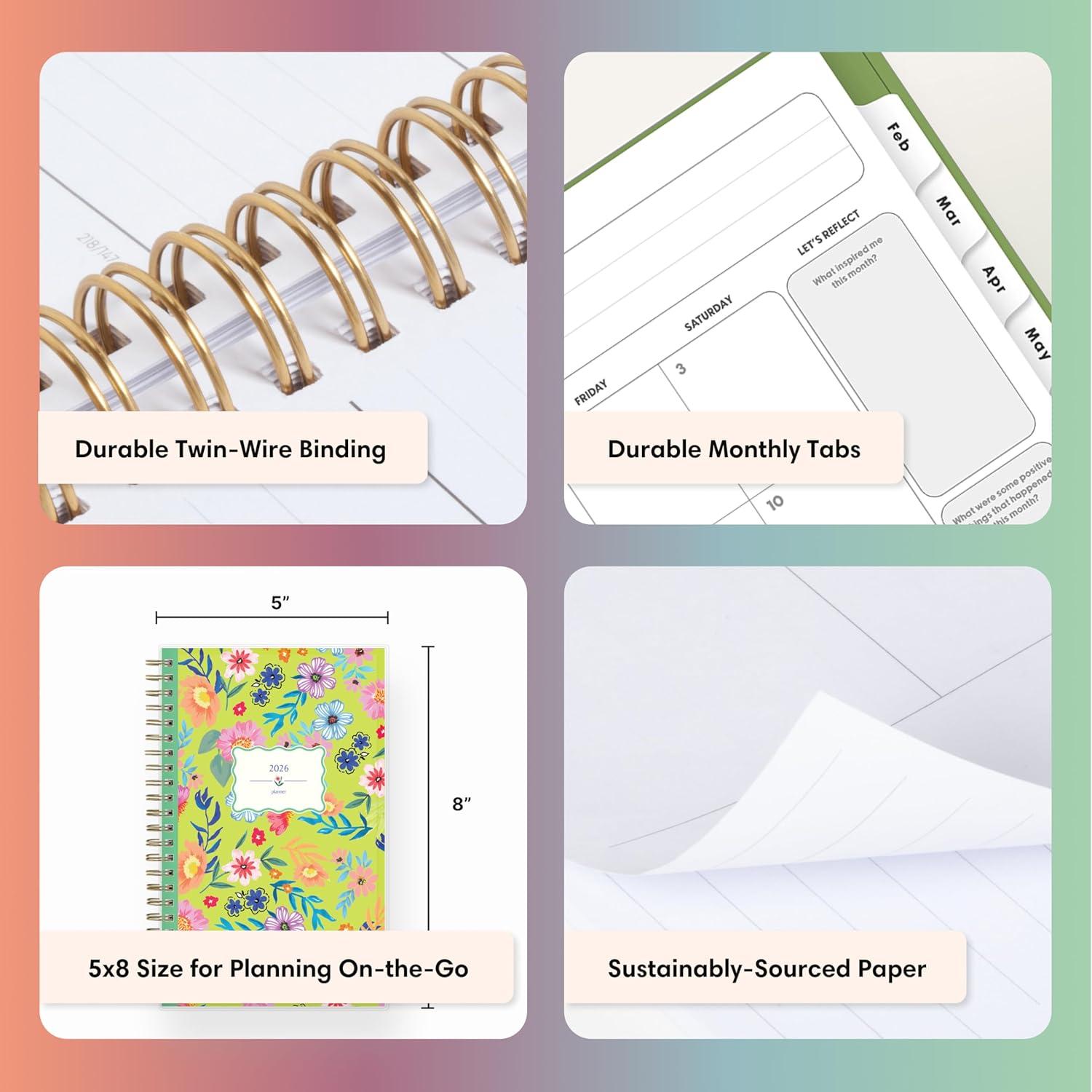 imageBlue Sky Gen Z 2026 Weekly and Monthly Planner Calendar January 2026 December 2026 5quot x 8quot Flexible Interchangeable Cover Durable Twin Wire Binding Laminated Tabs Storage Pocket MonicaMonica 2026