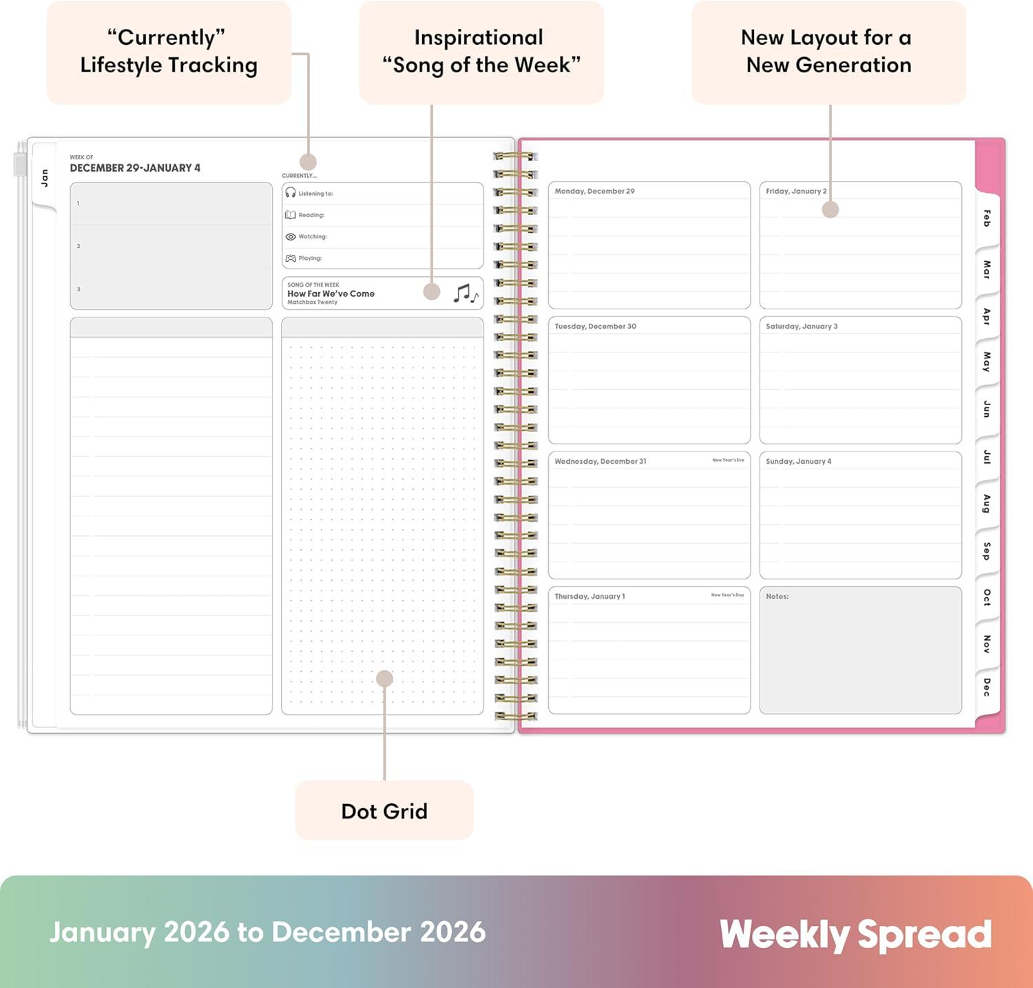 imageBlue Sky Gen Z 2026 Weekly and Monthly Planner Calendar January 2026 December 2026 85quot x 11quot Flexible Cover With Zip Pouch Durable Twin Wire Binding Laminated Tabs Storage Pocket CapriCapri 2026
