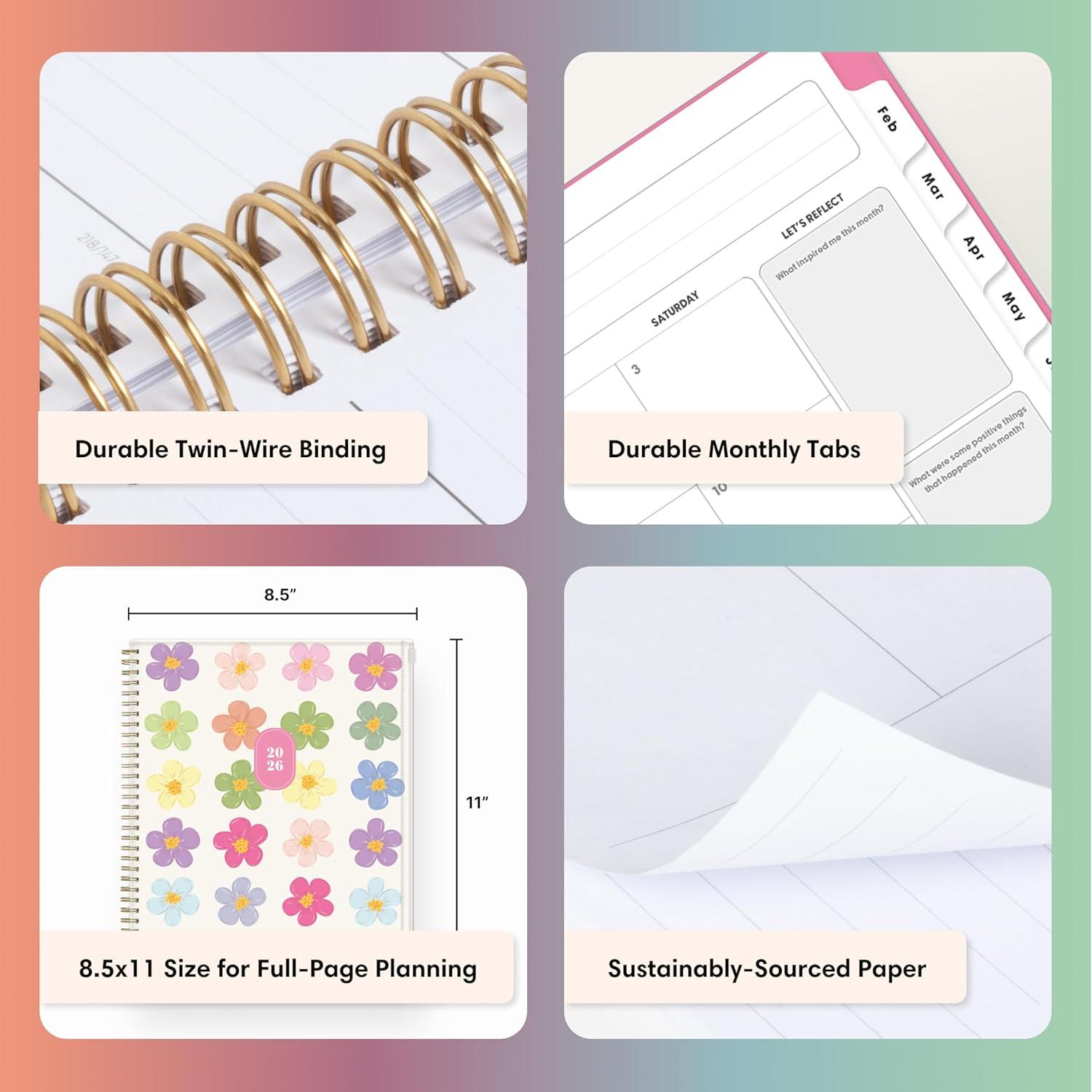 imageBlue Sky Gen Z 2026 Weekly and Monthly Planner Calendar January 2026 December 2026 85quot x 11quot Flexible Cover With Zip Pouch Durable Twin Wire Binding Laminated Tabs Storage Pocket CapriCapri 2026