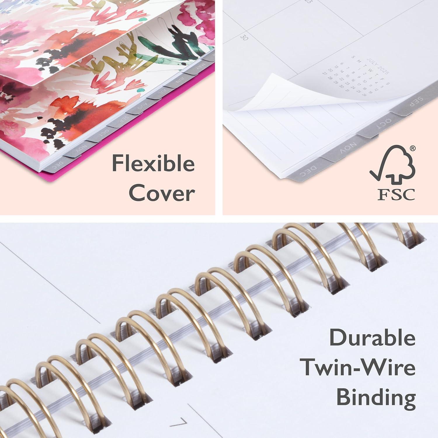 imageBlue Sky Kelly Ventura 2026 Weekly and Monthly Planner Calendar January 2026 December 2026 5quot x 8quot Flexible Cover Laminated Tabs Durable Twin Wire Binding Storage Pocket Magenta BloomsMagenta Blooms 2025