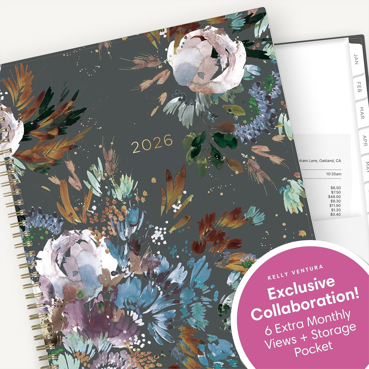 imageBlue Sky Kelly Ventura 2026 Weekly and Monthly Planner Calendar January 2026 December 2026 5quot x 8quot Flexible Cover Laminated Tabs Durable Twin Wire Binding Storage Pocket Midnight GardenMidnight Garden 2026