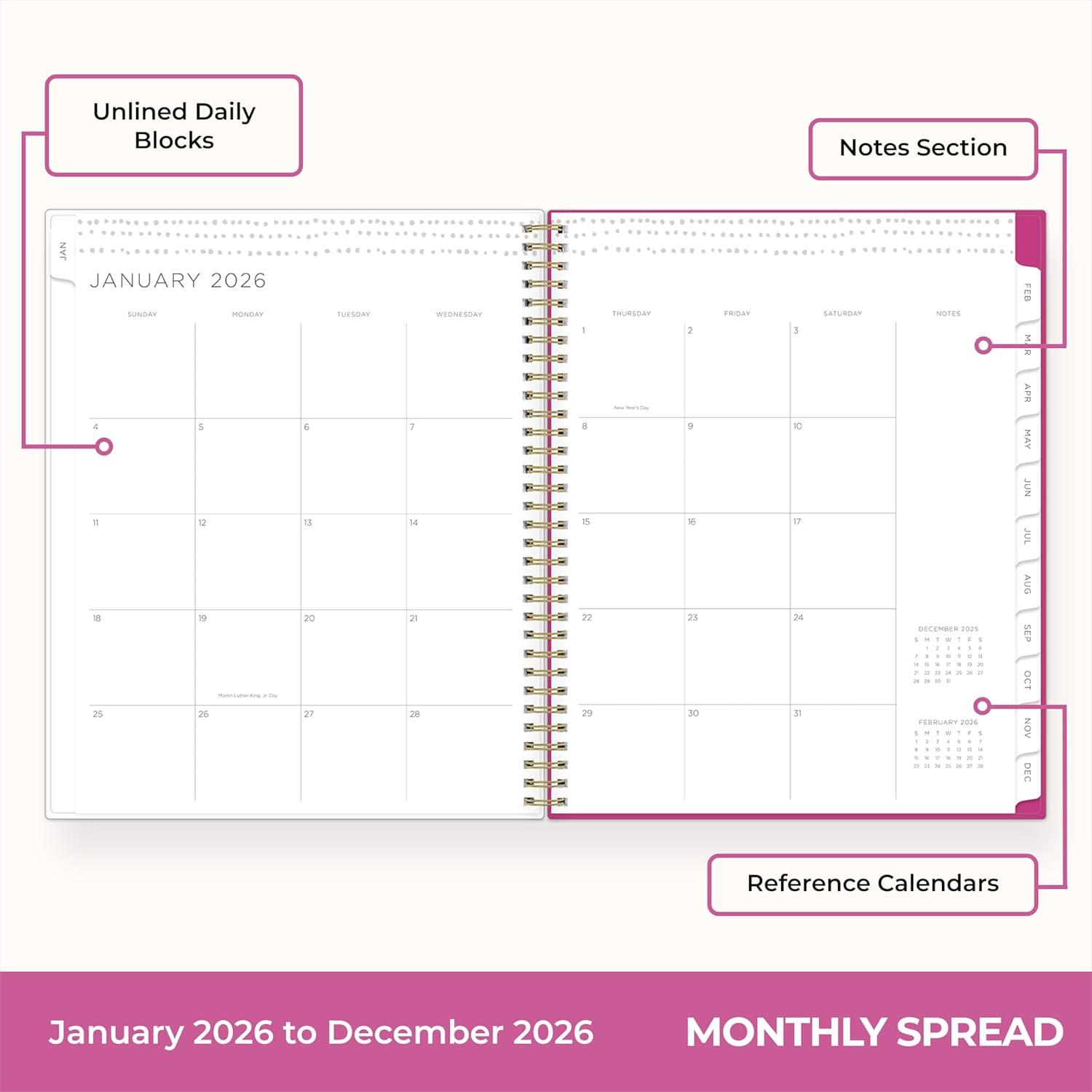 imageBlue Sky Kelly Ventura 2026 Weekly and Monthly Planner Calendar January 2026 December 2026 5quot x 8quot Flexible Cover Laminated Tabs Durable Twin Wire Binding Storage Pocket Magenta BloomsMagenta Blooms 2026