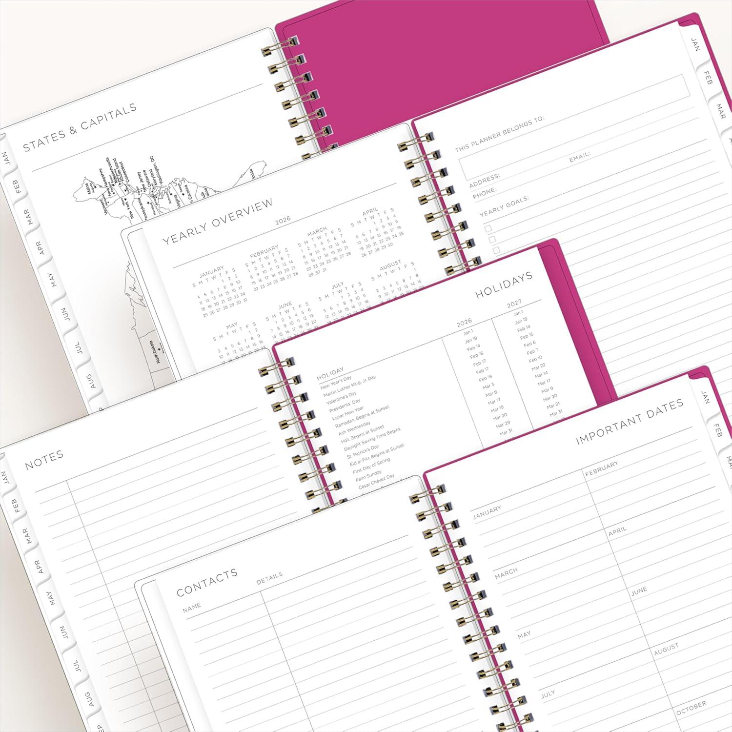 imageBlue Sky Kelly Ventura 2026 Weekly and Monthly Planner Calendar January 2026 December 2026 5quot x 8quot Flexible Cover Laminated Tabs Durable Twin Wire Binding Storage Pocket Magenta BloomsMagenta Blooms 2026