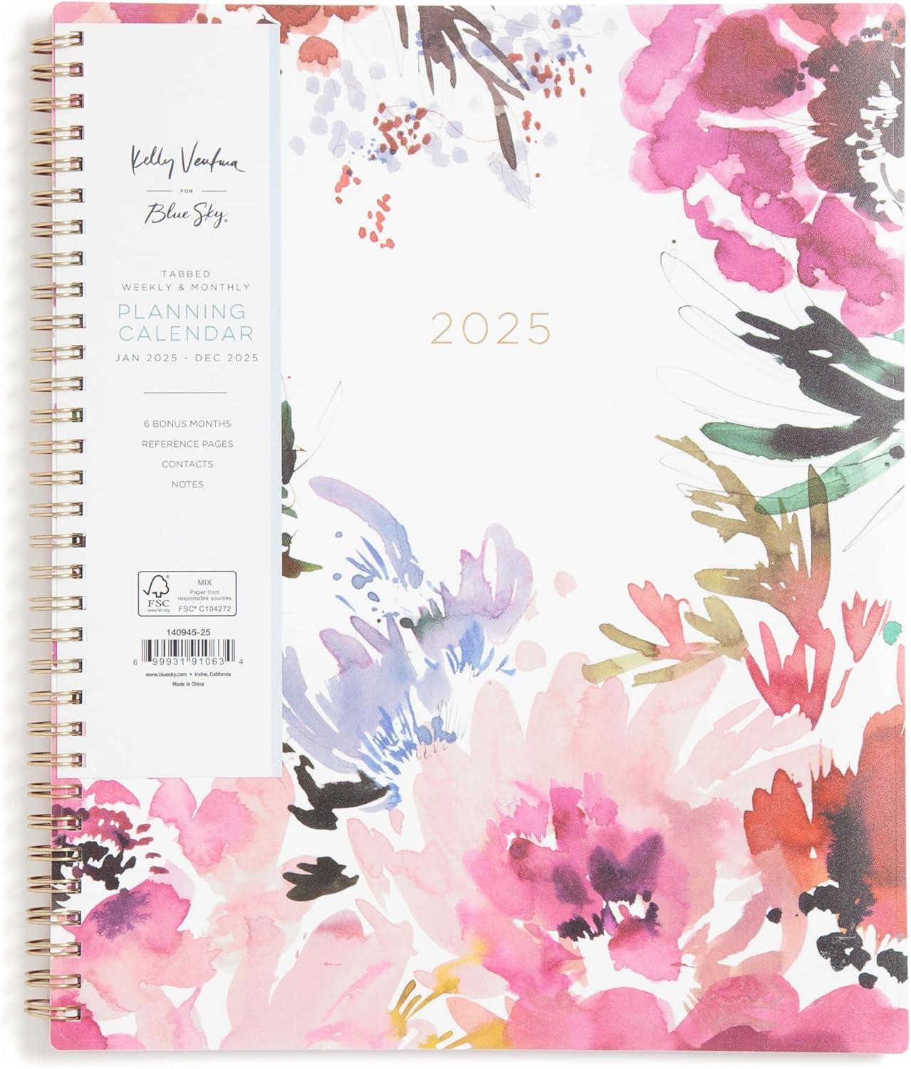 imageBlue Sky Kelly Ventura 2026 Weekly and Monthly Planner Calendar January 2026 December 2026 5quot x 8quot Flexible Cover Laminated Tabs Durable Twin Wire Binding Storage Pocket Magenta BloomsMagenta Blooms 2025