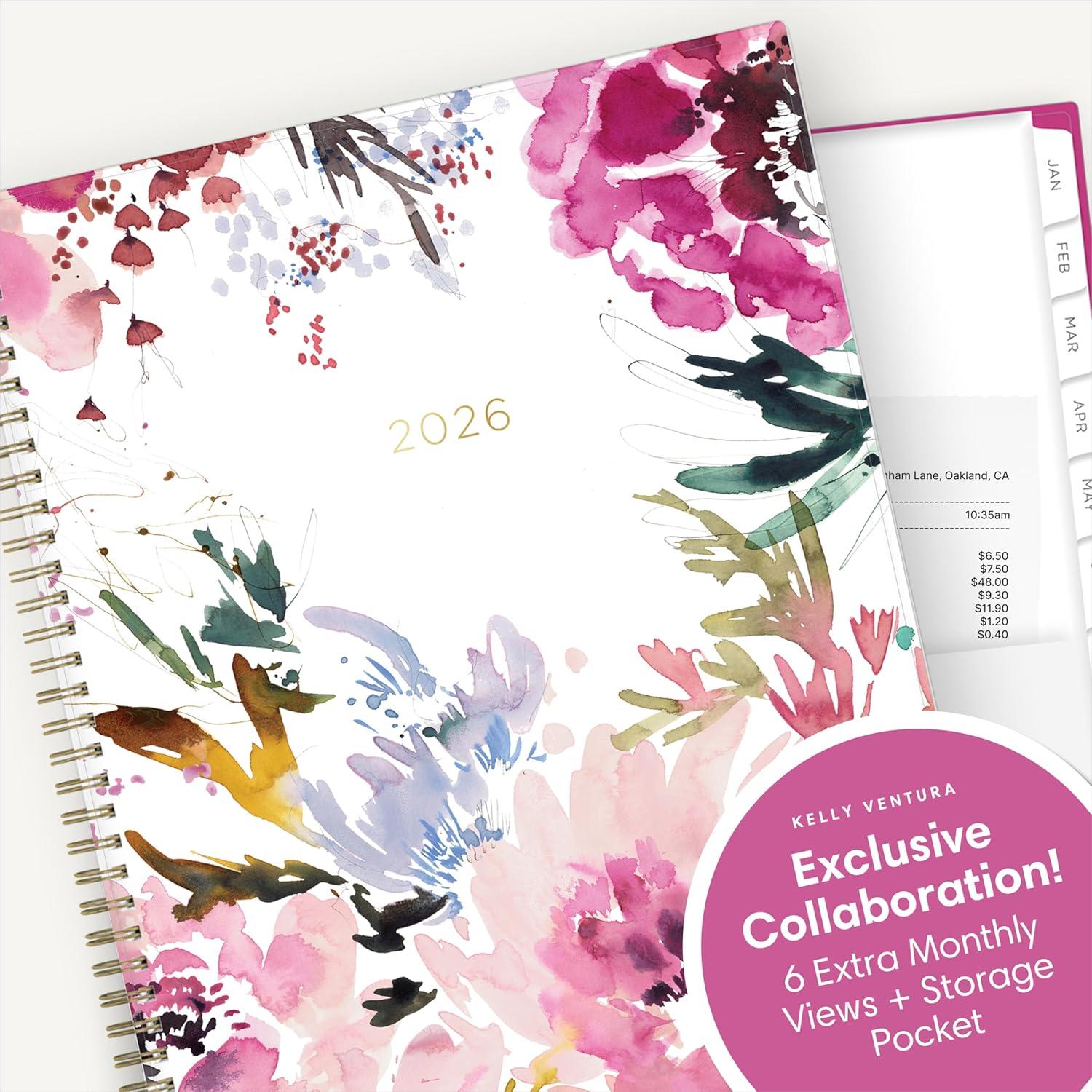 imageBlue Sky Kelly Ventura 2026 Weekly and Monthly Planner Calendar January 2026 December 2026 5quot x 8quot Flexible Cover Laminated Tabs Durable Twin Wire Binding Storage Pocket Magenta BloomsMagenta Blooms 2026