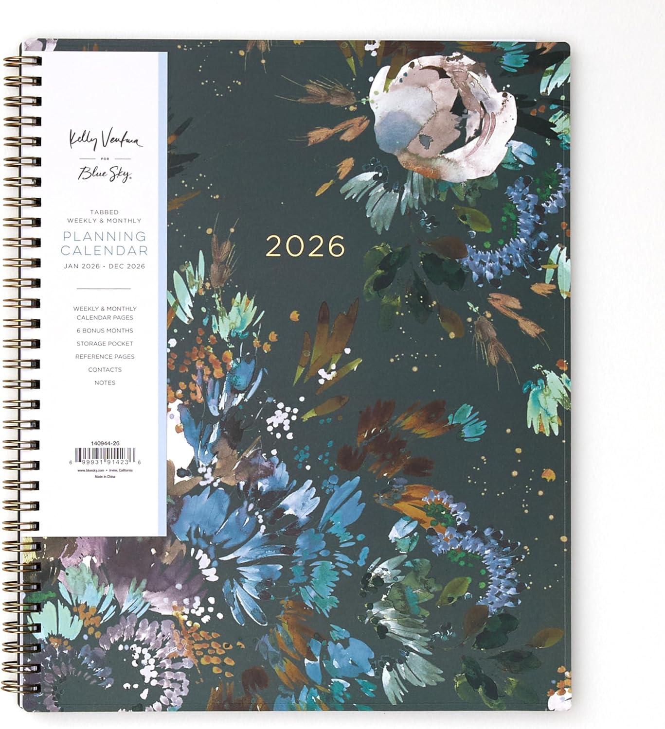 imageBlue Sky Kelly Ventura 2026 Weekly and Monthly Planner Calendar January 2026 December 2026 5quot x 8quot Flexible Cover Laminated Tabs Durable Twin Wire Binding Storage Pocket Midnight GardenMidnight Garden 2026