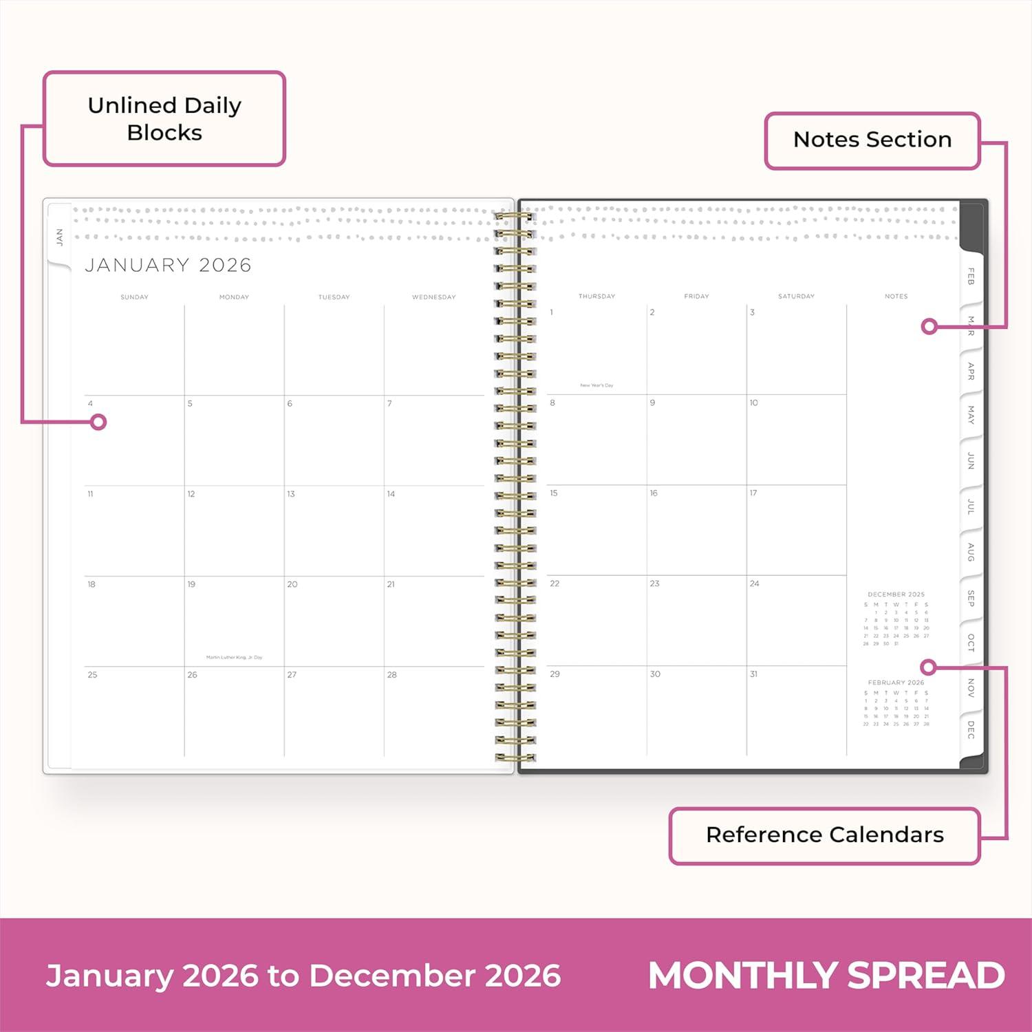 imageBlue Sky Kelly Ventura 2026 Weekly and Monthly Planner Calendar January 2026 December 2026 5quot x 8quot Flexible Cover Laminated Tabs Durable Twin Wire Binding Storage Pocket Midnight GardenMidnight Garden 2026