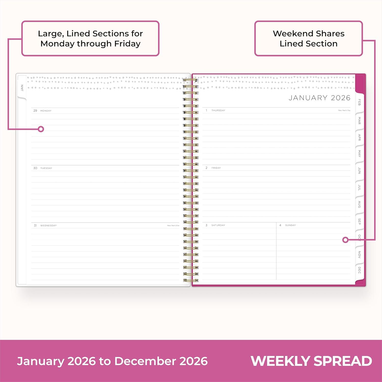 imageBlue Sky Kelly Ventura 2026 Weekly and Monthly Planner Calendar January 2026 December 2026 5quot x 8quot Flexible Cover Laminated Tabs Durable Twin Wire Binding Storage Pocket Magenta BloomsMagenta Blooms 2026