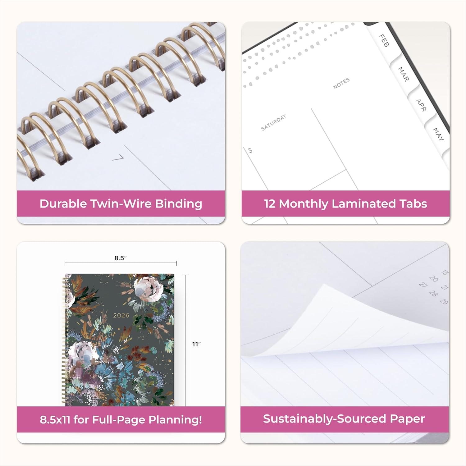 imageBlue Sky Kelly Ventura 2026 Weekly and Monthly Planner Calendar January 2026 December 2026 5quot x 8quot Flexible Cover Laminated Tabs Durable Twin Wire Binding Storage Pocket Midnight GardenMidnight Garden 2026