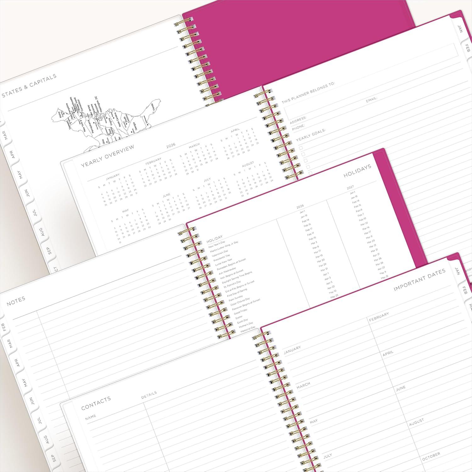 imageBlue Sky Kelly Ventura 2026 Weekly and Monthly Planner Calendar January 2026 December 2026 5quot x 8quot Flexible Cover Laminated Tabs Durable Twin Wire Binding Storage Pocket Magenta BloomsMagenta Blooms 2026