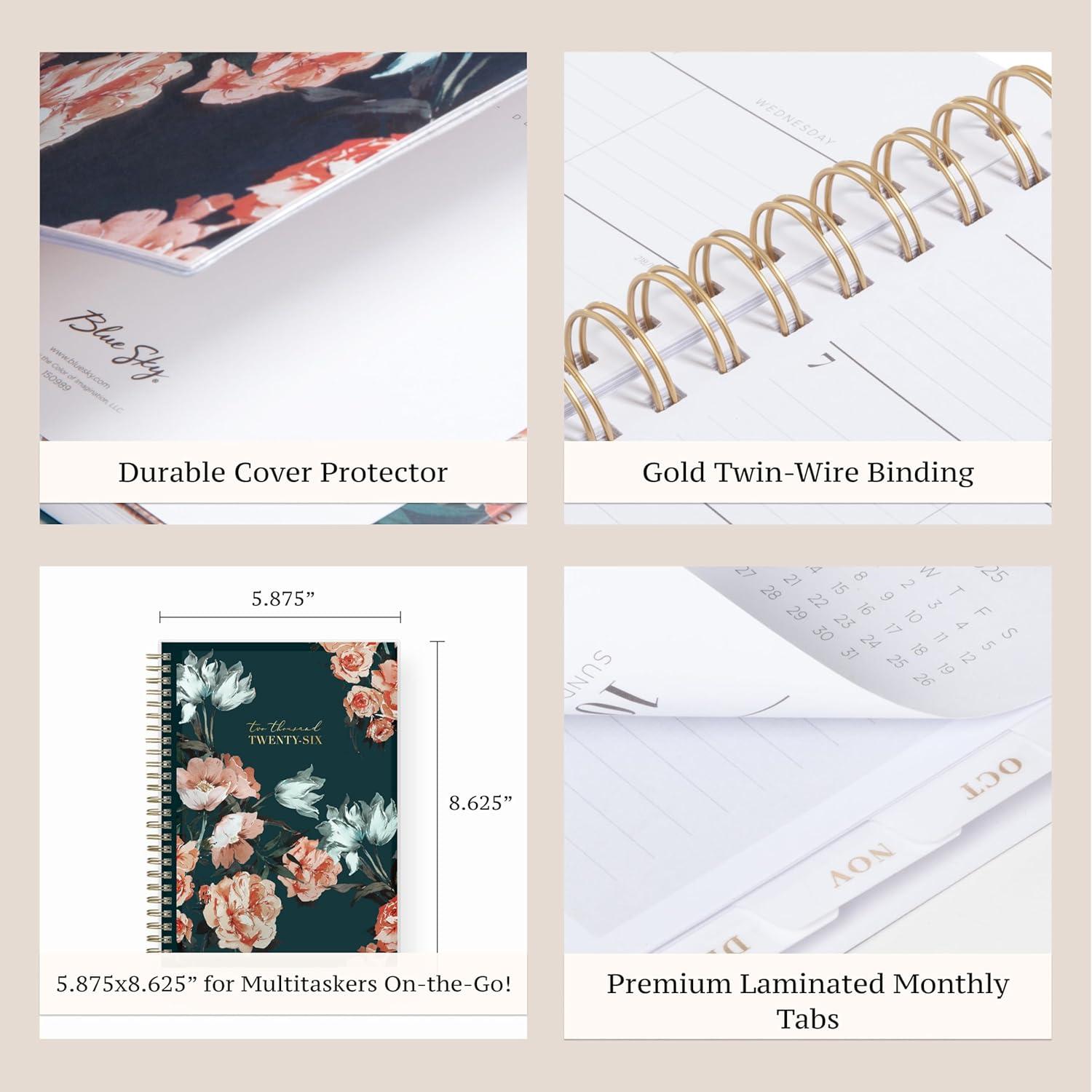 imageBlue Sky Life Note It 2026 Weekly and Monthly Planner Notes January 2026 December 2026 5875quot x 8625quot Clear Pocket Cover Durable Twin Wire Binding Storage Pocket 50 Perforated Notes Sheets Dania DarkDania Dark 2026