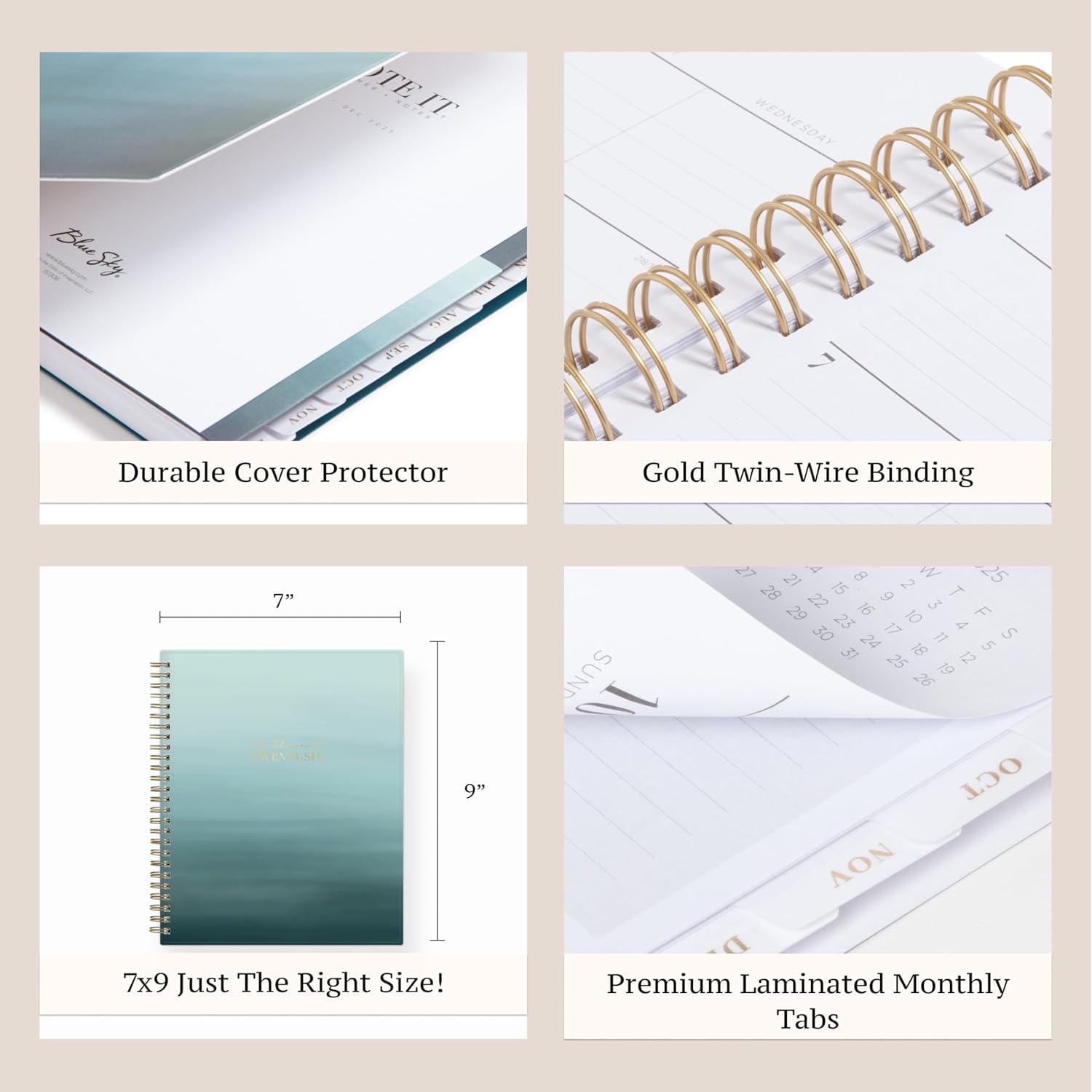 imageBlue Sky Life Note It 2026 Weekly and Monthly Planner Notes January 2026 December 2026 7quot x 9quot Flexible Cover Durable Twin Wire Binding Storage Pocket 50 Perforated Notes Sheets MarinaMarina 2026