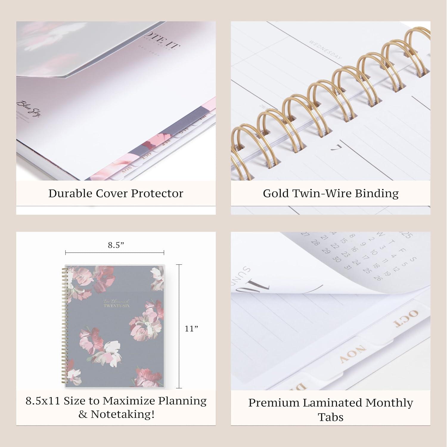 imageBlue Sky Life Note It 2026 Weekly and Monthly Planner Notes January 2026 December 2026 85quot x 11quot Flexible Cover Durable Twin Wire Binding Storage Pocket 50 Perforated Notes Sheets LeahLeah 2026