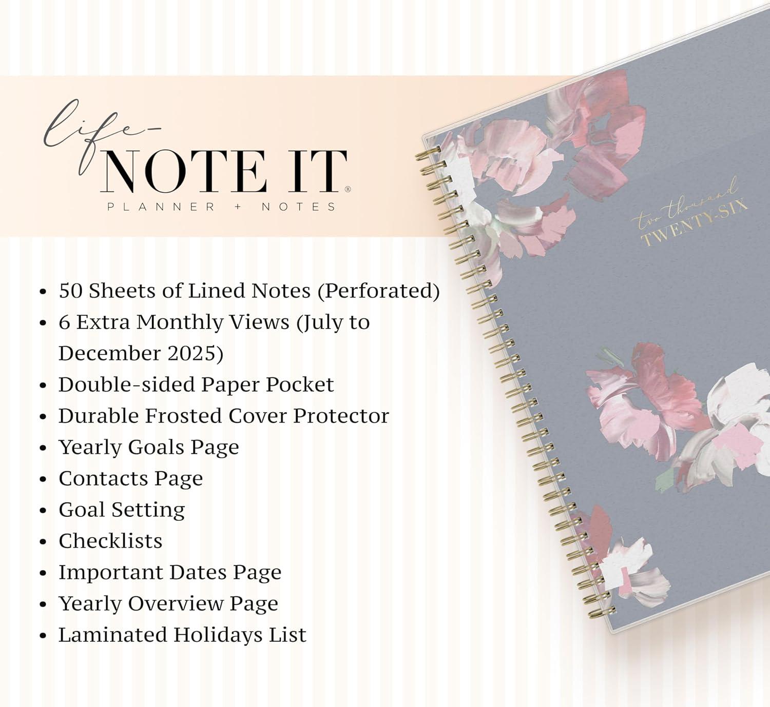 imageBlue Sky Life Note It 2026 Weekly and Monthly Planner Notes January 2026 December 2026 85quot x 11quot Flexible Cover Durable Twin Wire Binding Storage Pocket 50 Perforated Notes Sheets LeahLeah 2026