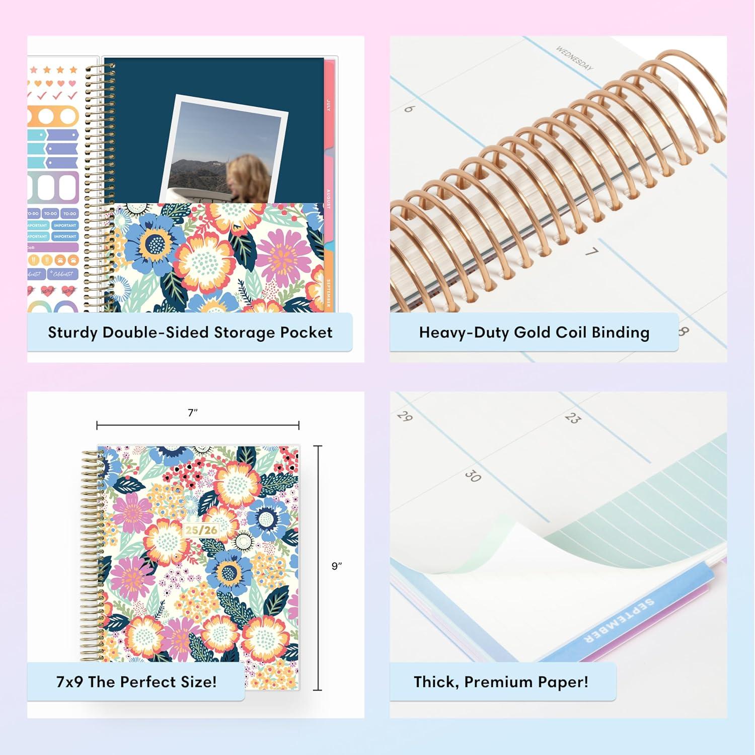 imageBlue Sky LiveWell 20252026 Academic Year Weekly and Monthly Planner Calendar July 2025 June 2026 12Month 7quot x 9quotFlexible Cover Wirebound Laminated Tabs Storage Pocket Stickers CharmieCharmie 20252026