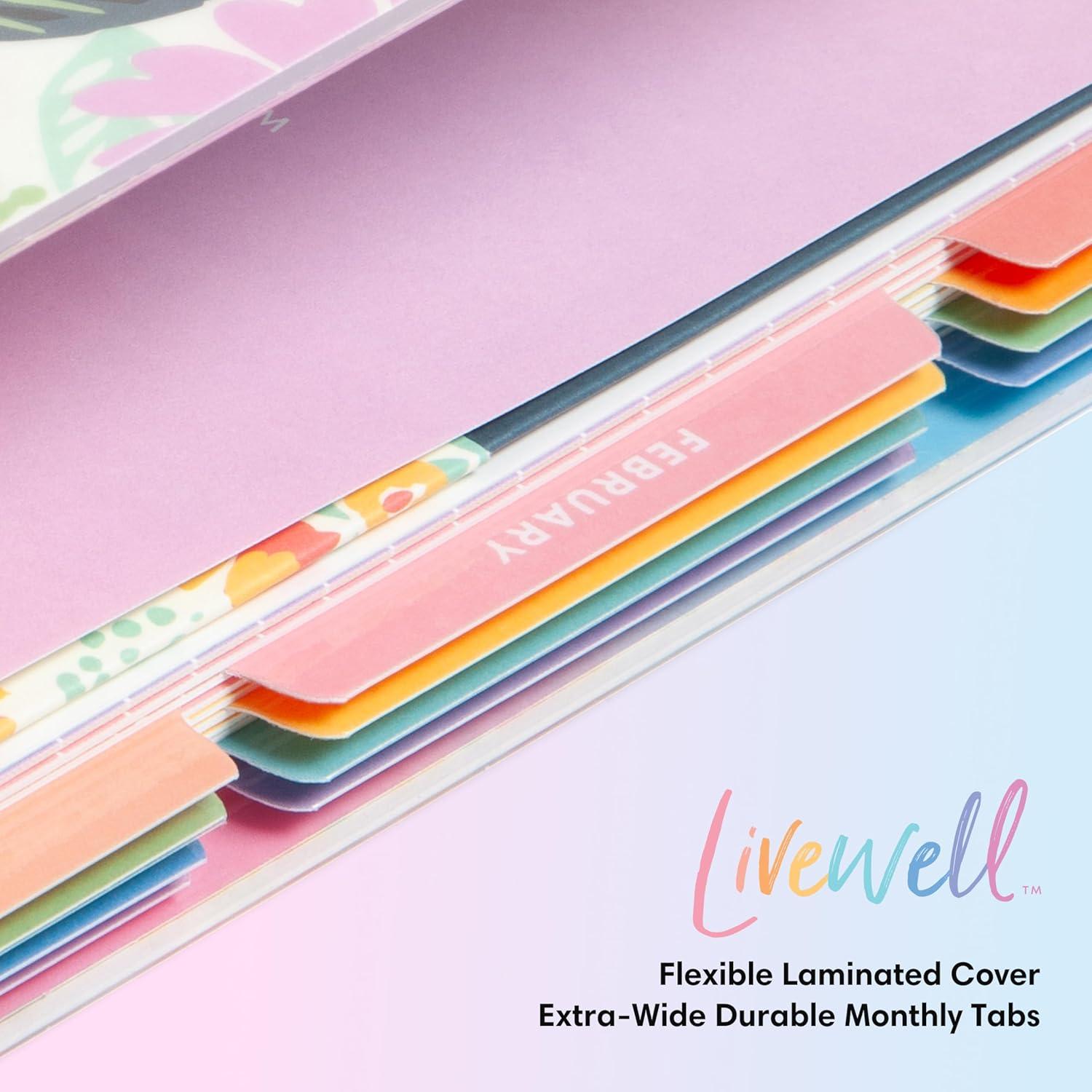 imageBlue Sky LiveWell 20252026 Academic Year Weekly and Monthly Planner Calendar July 2025 June 2026 12Month 7quot x 9quotFlexible Cover Wirebound Laminated Tabs Storage Pocket Stickers CharmieRainbow 20252026