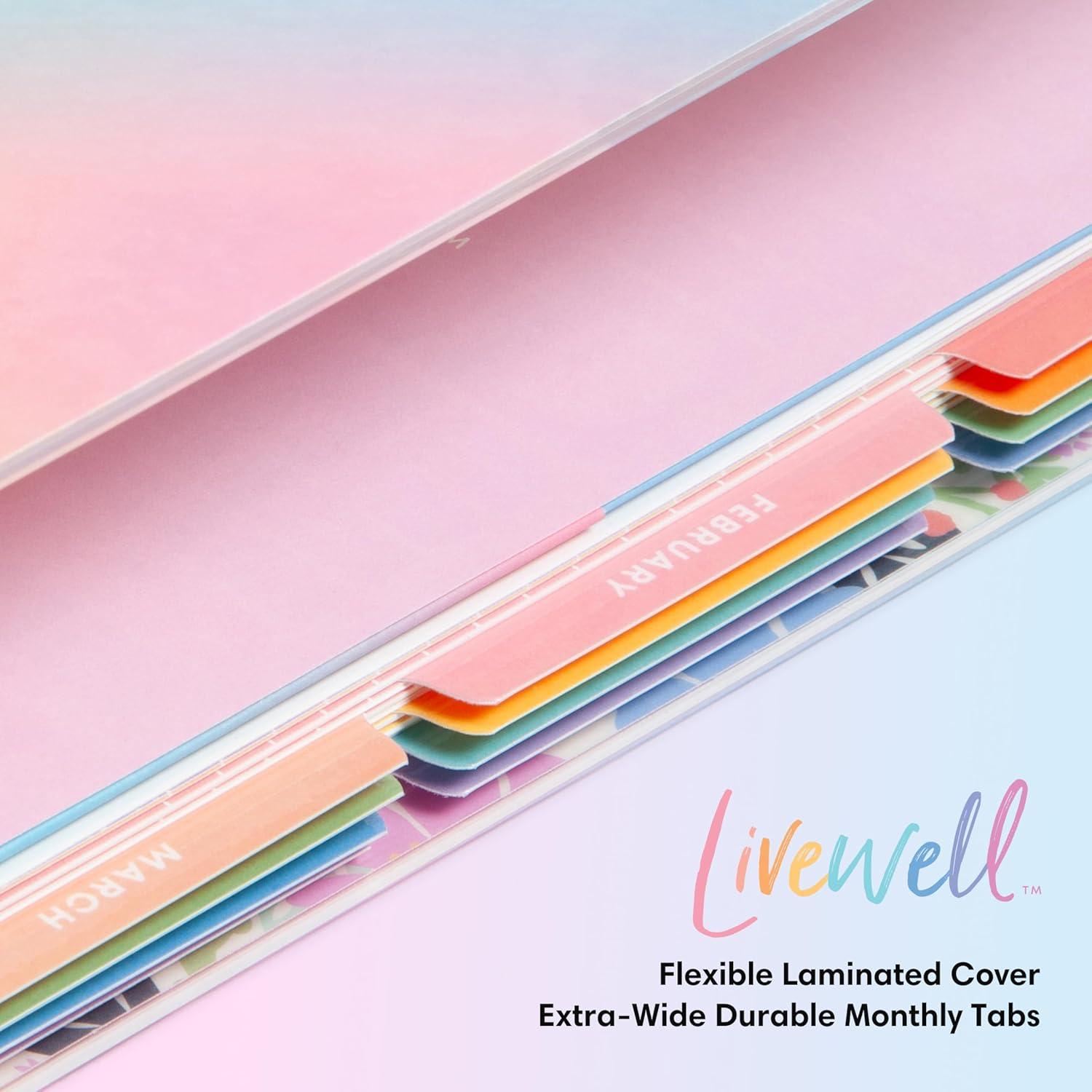 imageBlue Sky Livewell 20252026 Weekly and Monthly Academic Year Planner Calendar July 2025 June 2026 7quot x 9quot Flexible Cover Wirebound Laminated Tabs Storage Pocket Includes Stickers RainbowBeck 20252026