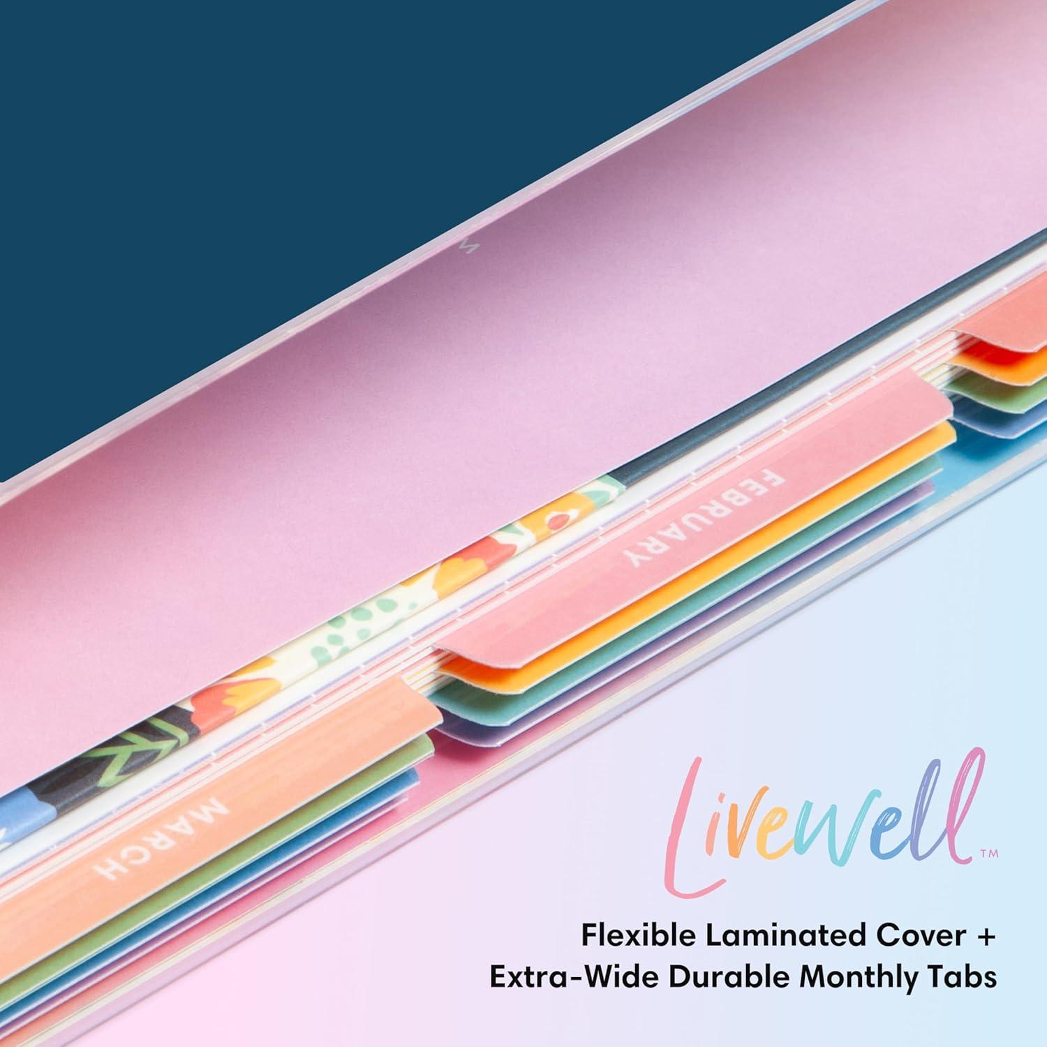 imageBlue Sky Livewell 2026 Daily and Monthly Planner Calendar January 2026 December 2026 7quot x 9quot Flexible Laminated Cover Heavy Duty Coil Binding Colorful Premium Paper Includes Storage Pocket Stickers NavyNavy 2026