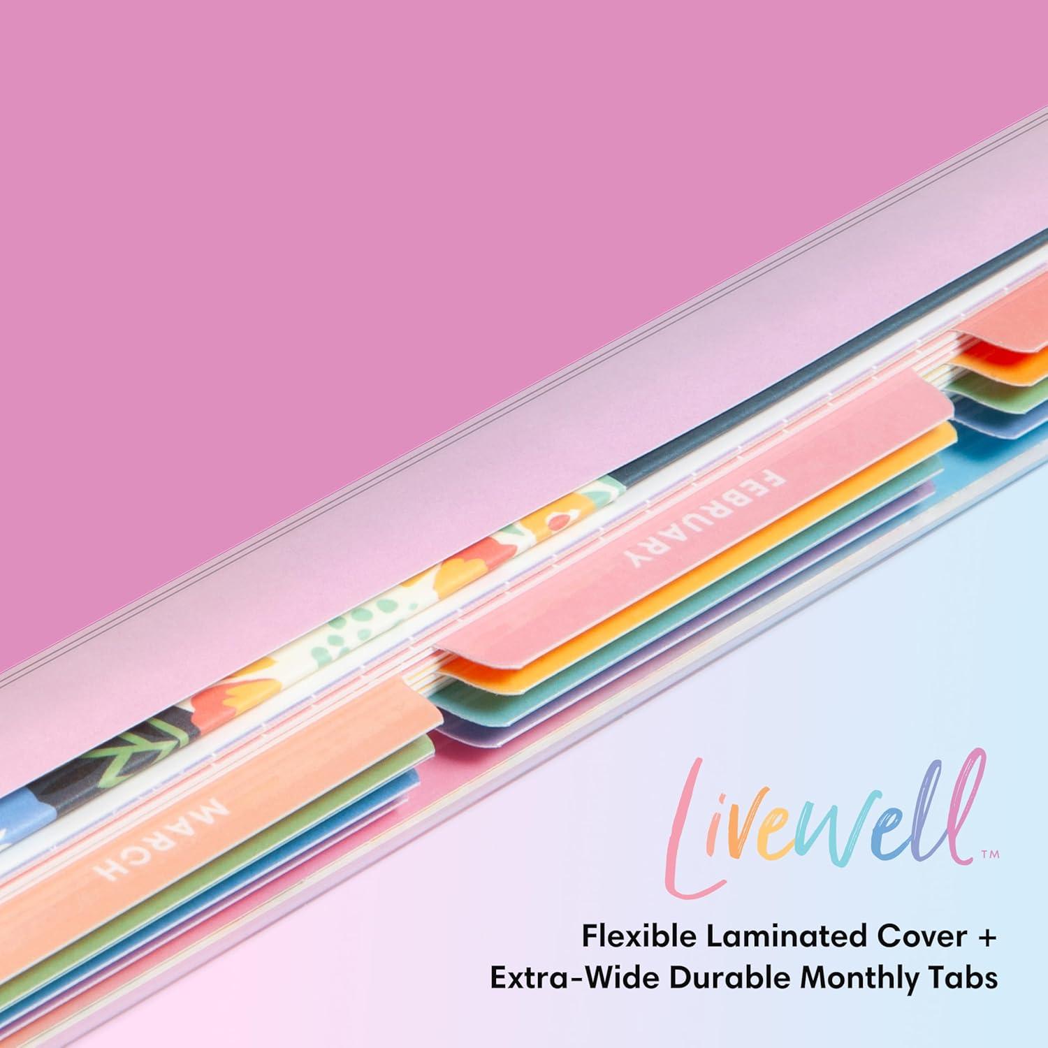 imageBlue Sky Livewell 2026 Weekly and Monthly Planner Calendar January 2026 December 2026 7quot x 9quot Flexible Laminated Cover Heavy Duty Coil Binding Colorful Premium Paper Includes Storage Pocket Stickers CharmieMagenta 2026