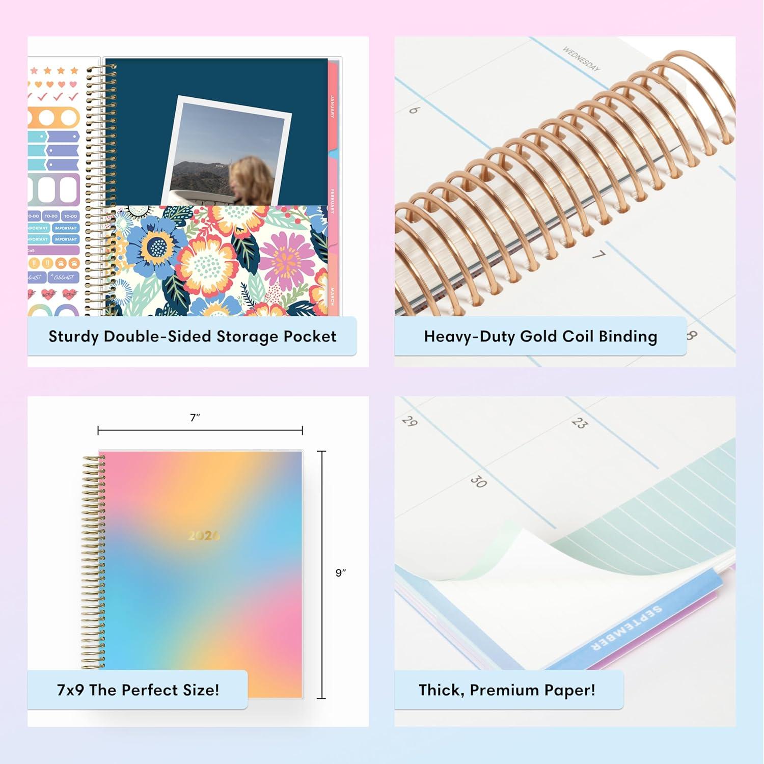 imageBlue Sky Livewell 2026 Weekly and Monthly Planner Calendar January 2026 December 2026 7quot x 9quot Flexible Laminated Cover Heavy Duty Coil Binding Colorful Premium Paper Includes Storage Pocket Stickers CharmieCharmie 2026