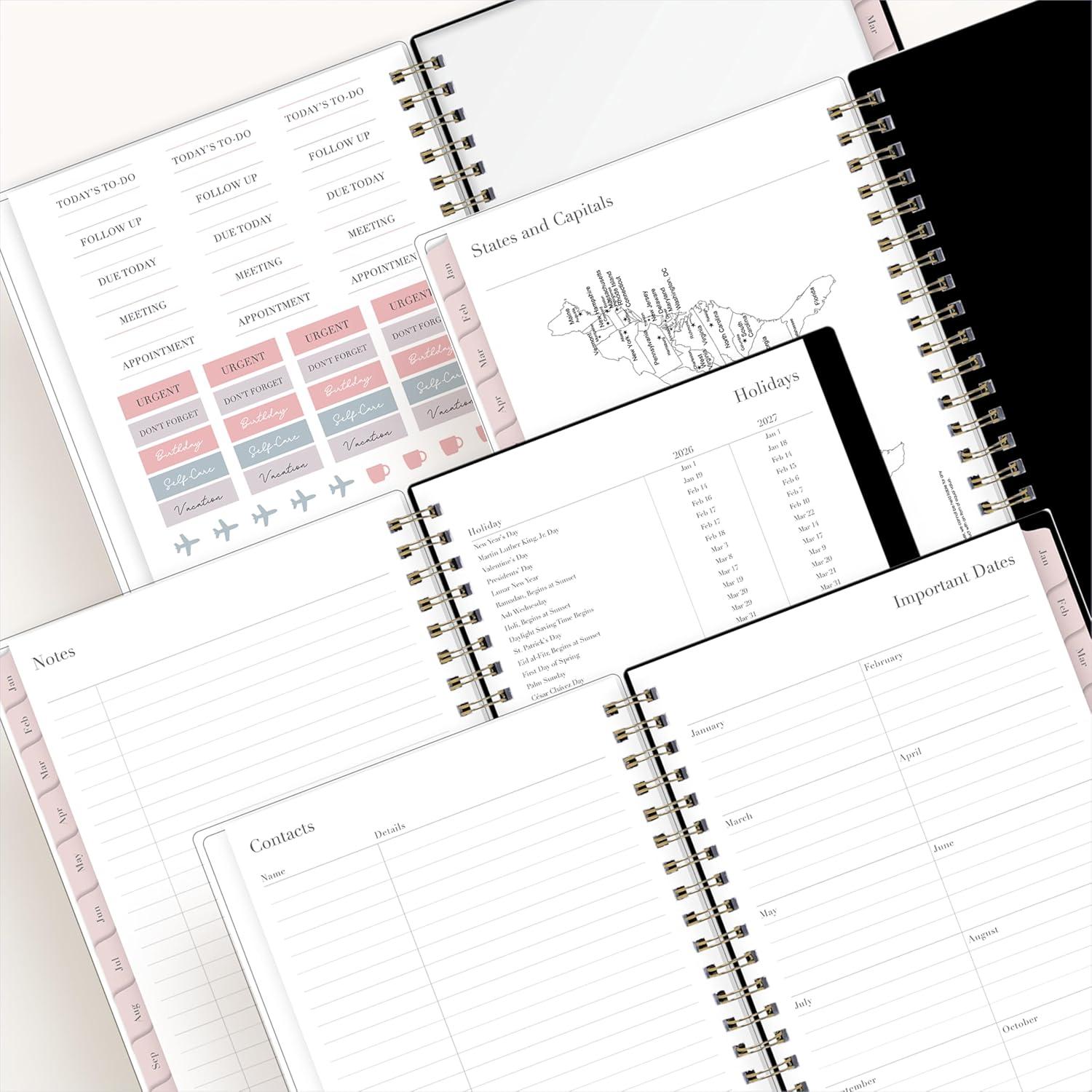 imageBlue Sky Rachel Parcell 2026 Weekly and Monthly Planner Calendar January 2026 December 2026 5quot x 8quot Clear Pocket Cover Durable Twin Wire Binding Laminated Tabs Storage Pocket Stickers AnaAna 2026